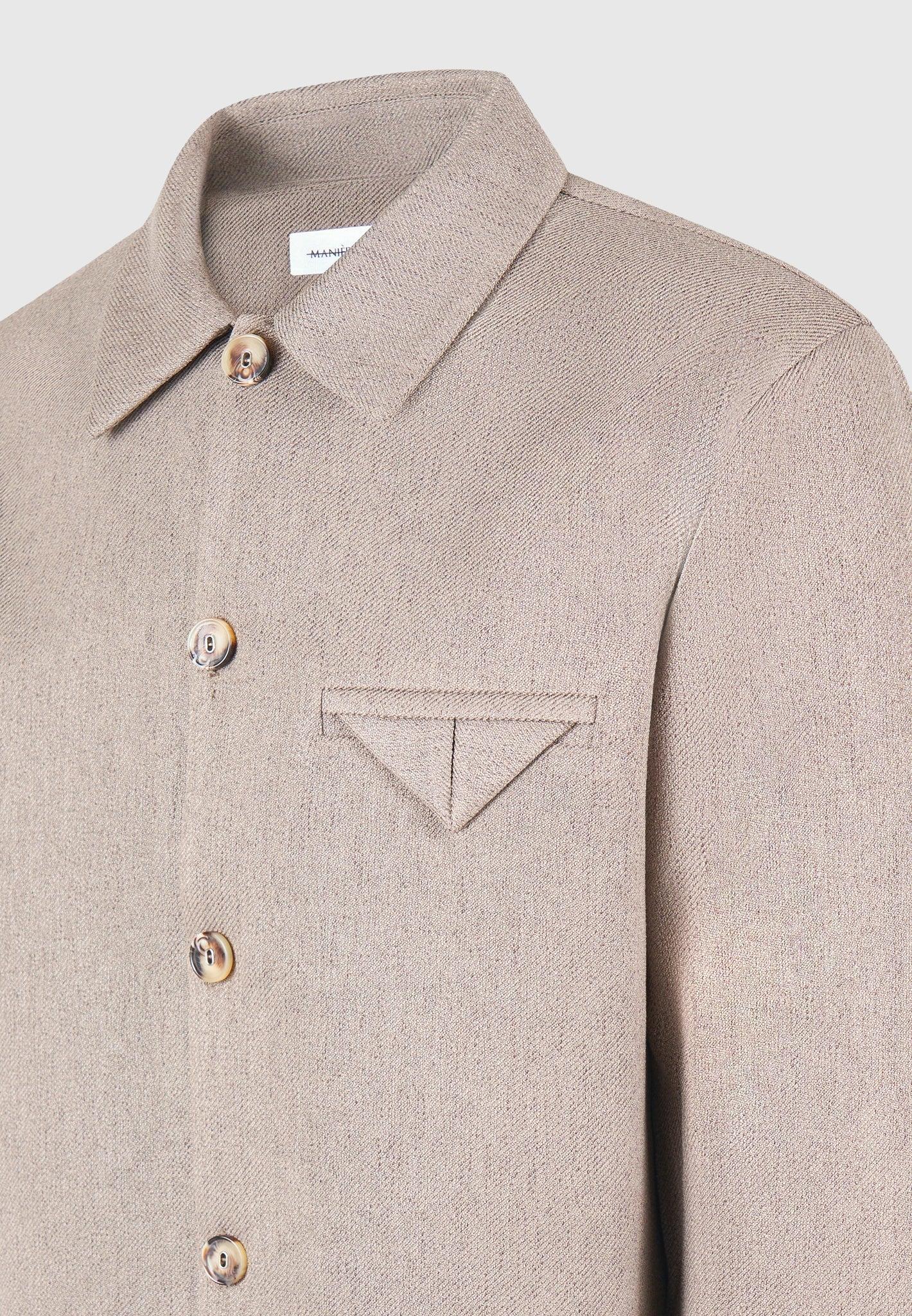 Leo - Textured Tailored Long Sleeve Overshirt - Taupe Male Product Image
