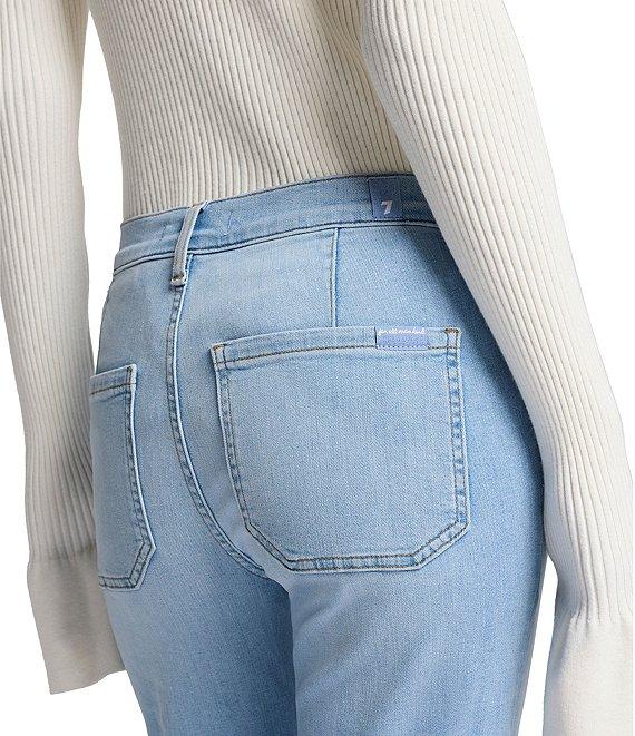 7 For All Mankind Dojo Tailorless Front Patch Pocket Mid Rise Flare Leg Jeans Product Image