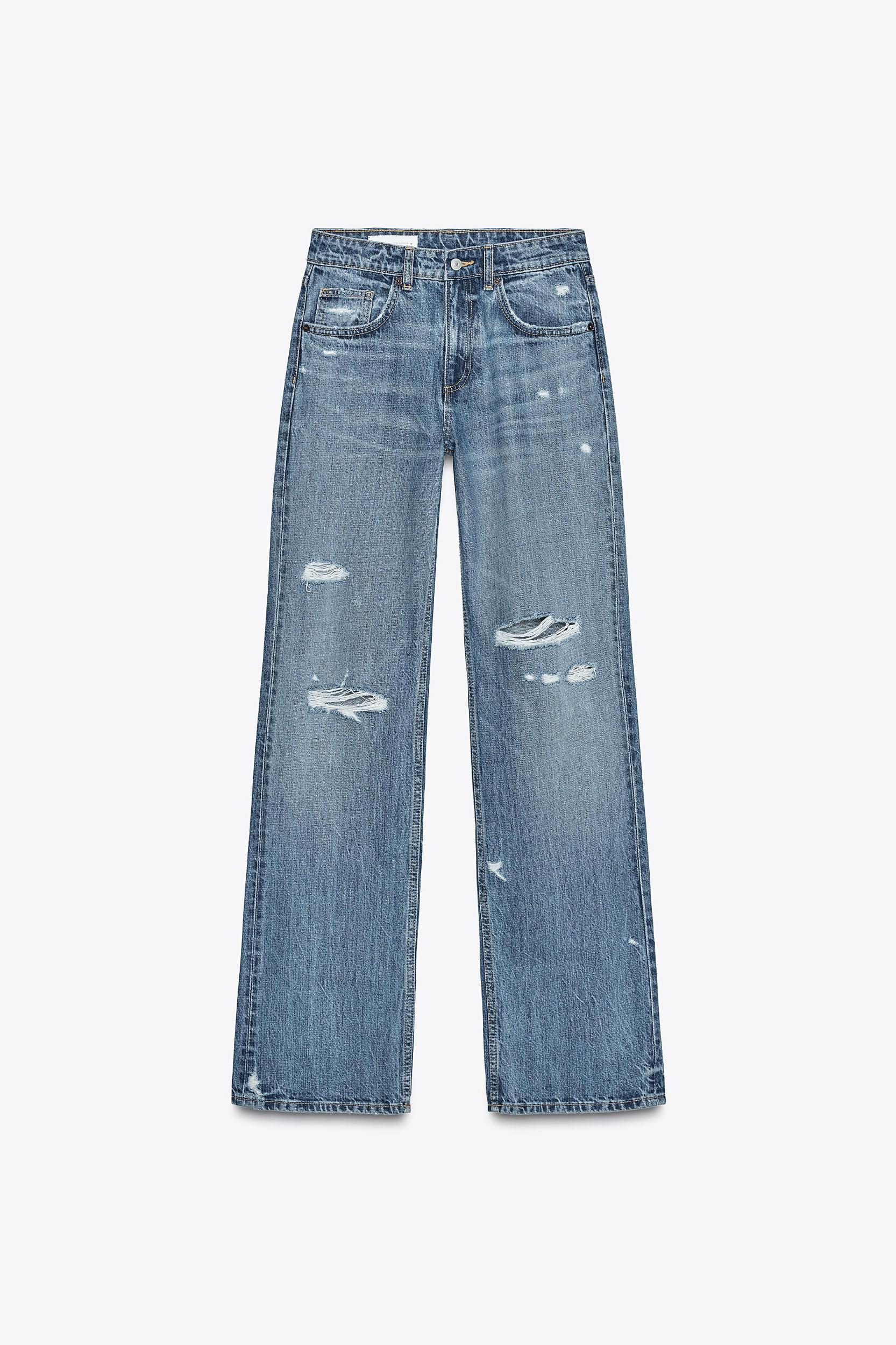 TRF MID-RISE RIPPED WIDE LEG JEANS Product Image