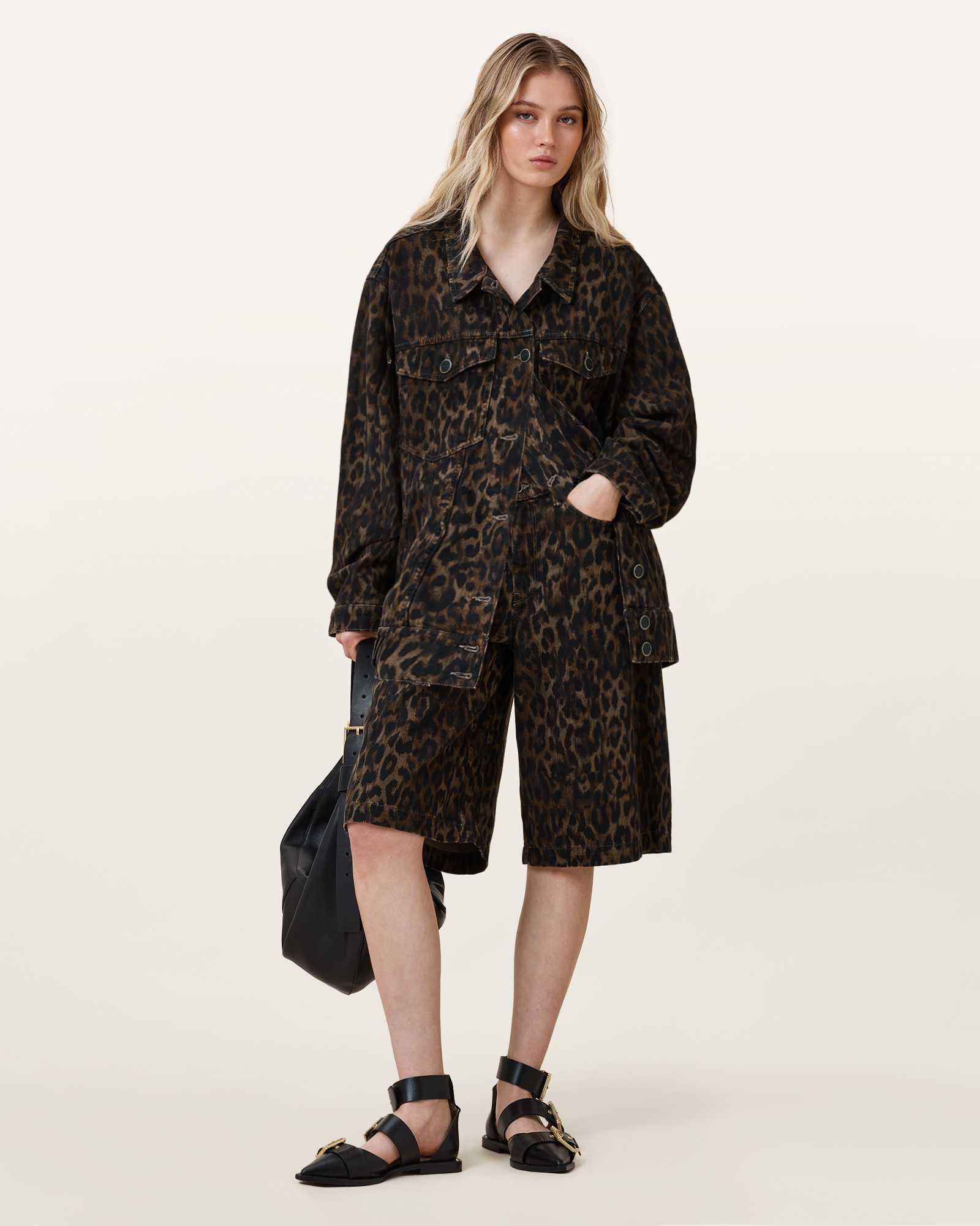 Louie Leopard Print Long Shorts Product Image