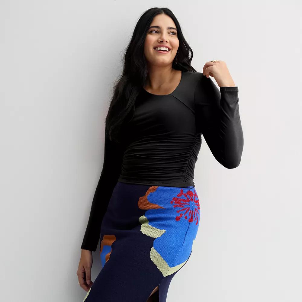 Women's INTEMPO™ Long Sleeve Asymmetrical Top, Size: Large, Black Product Image