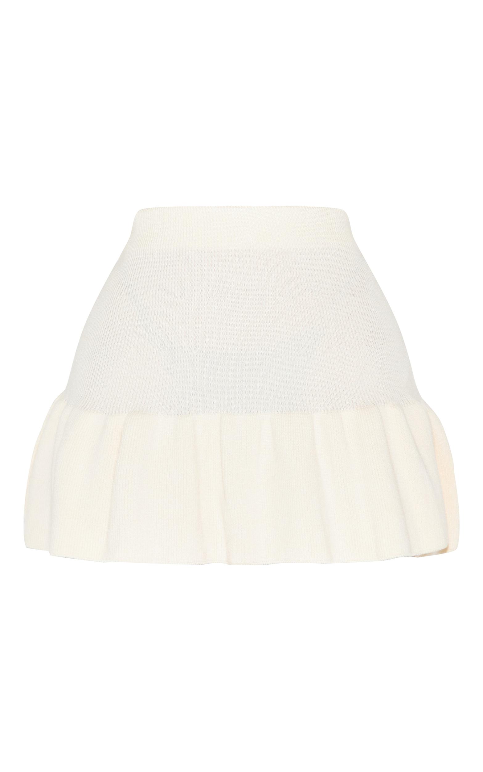 Petite Cream Knitted Pleated Mini Skirt Product Image
