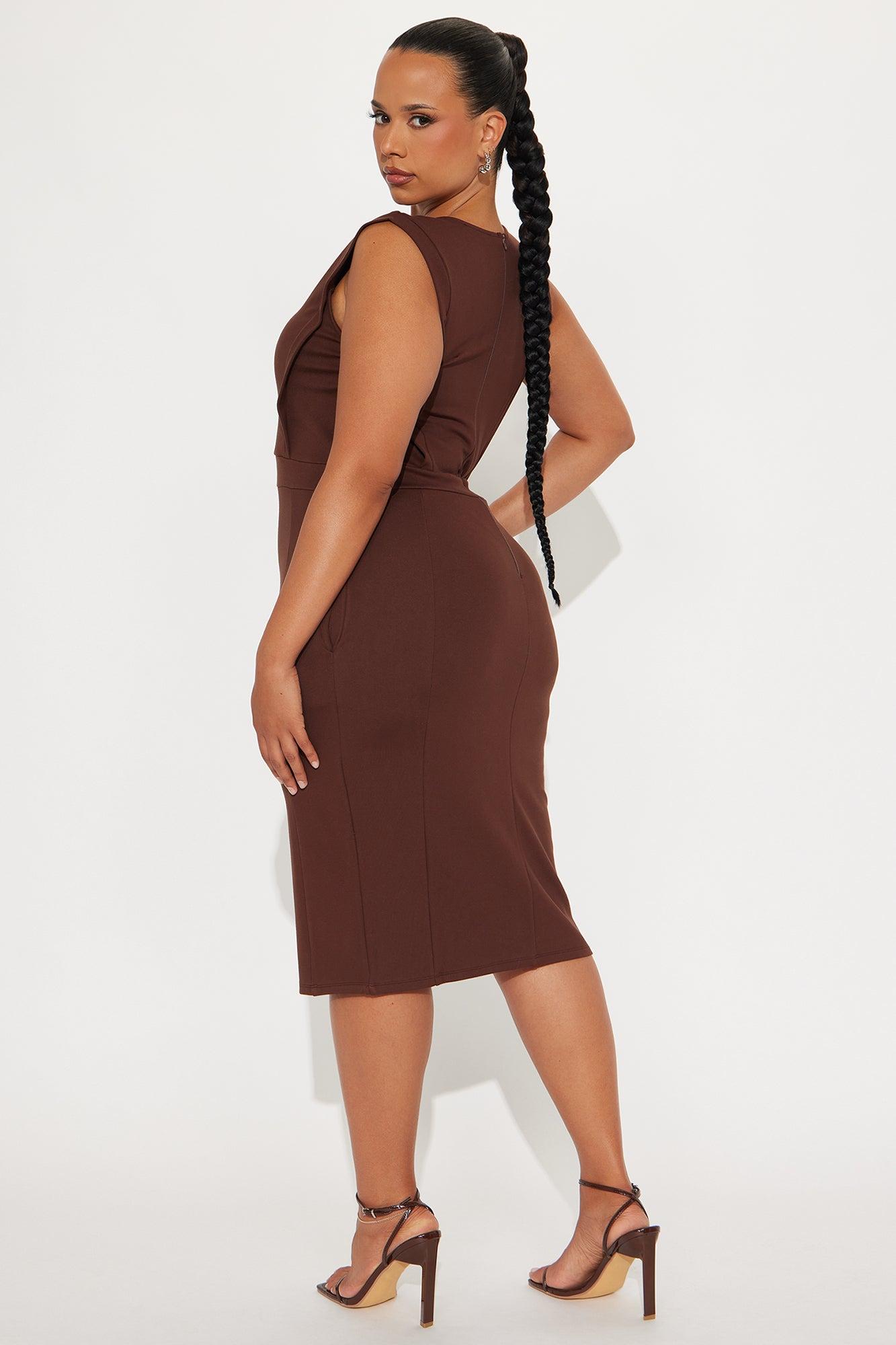 Cubicle Cutie Midi Dress - Chocolate Female Product Image