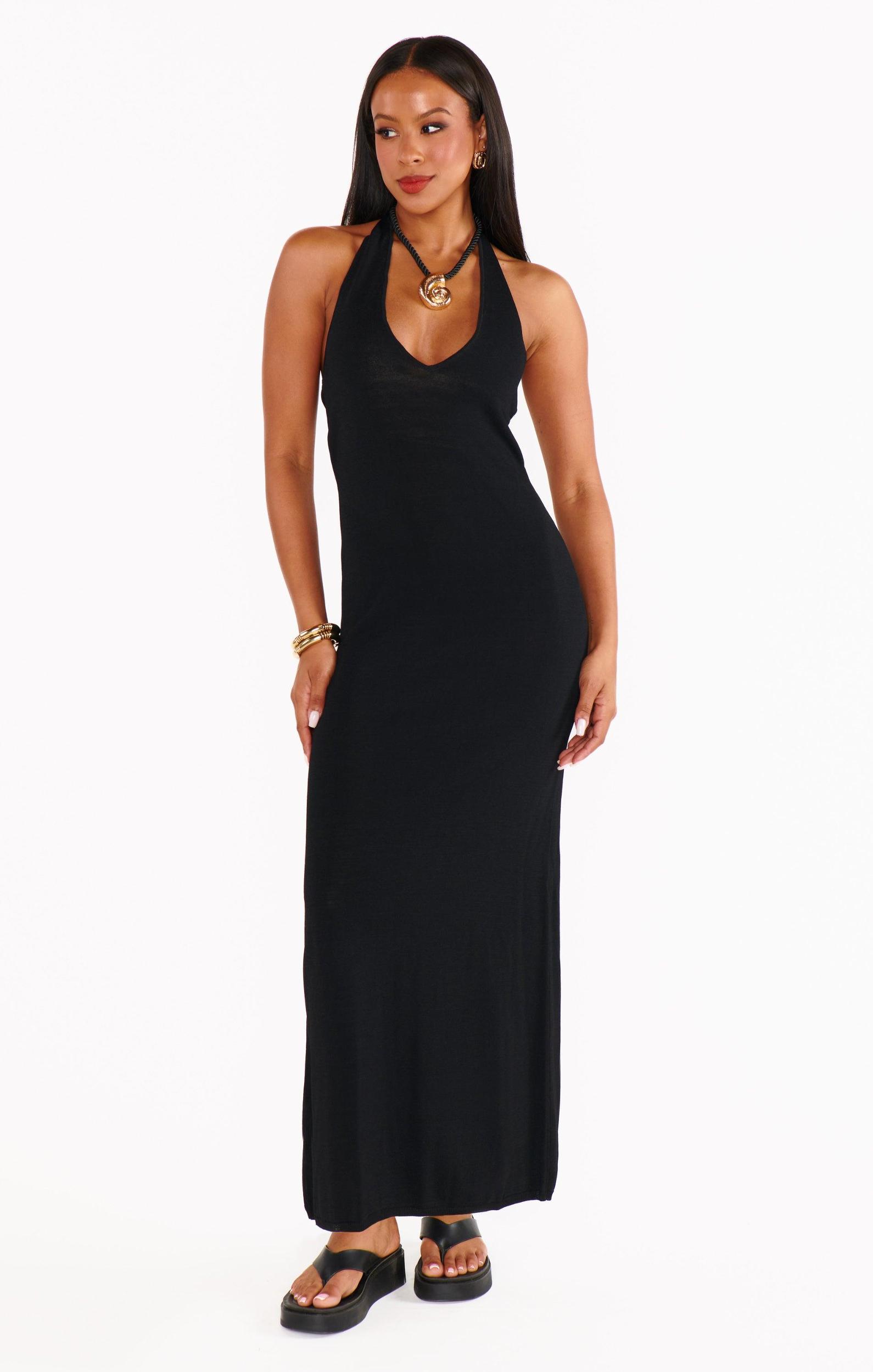 Kate Halter Dress ~ Black Knit Product Image