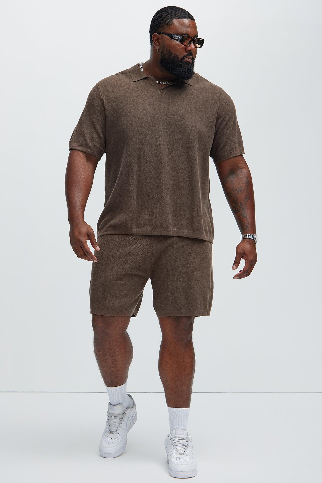 Chazin Textured Johnny Collar Shirt - Brown Product Image