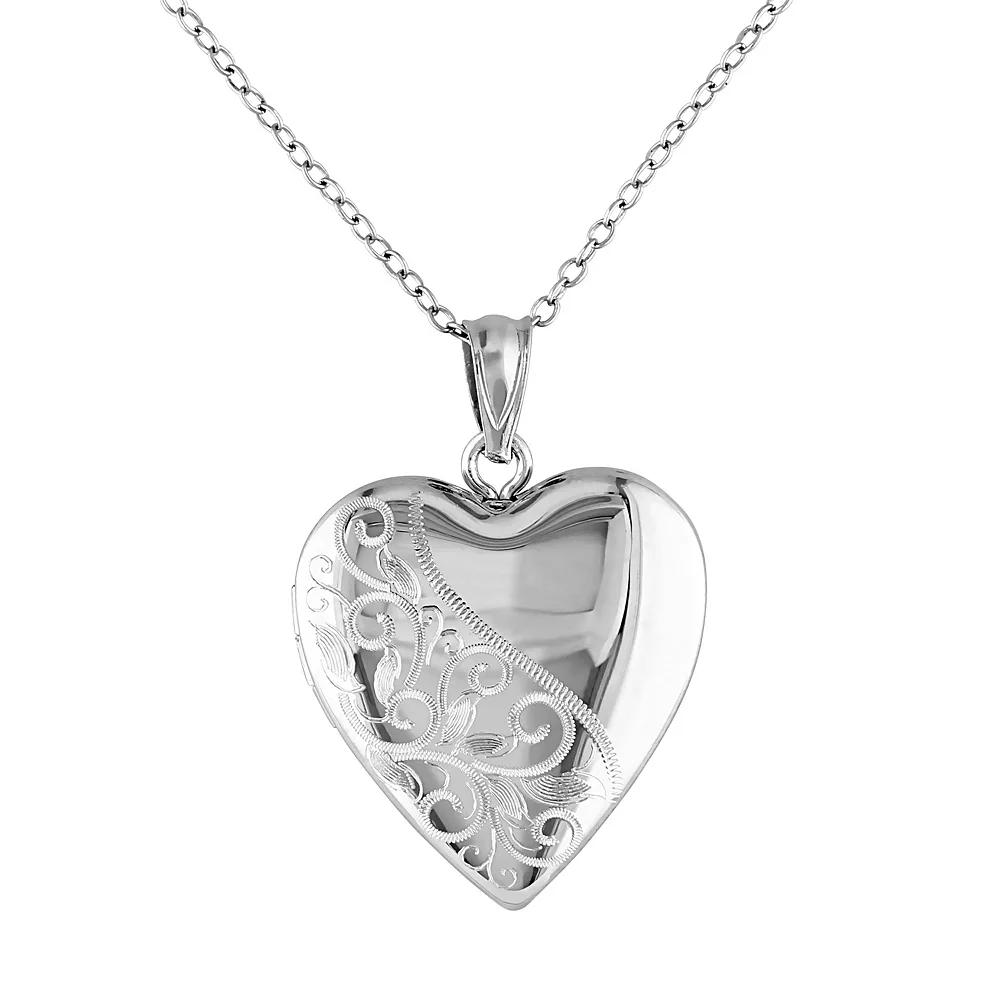 Stella Grace Sterling Silver Filigree Heart Locket Necklace, Women's, Size: 18", White Product Image
