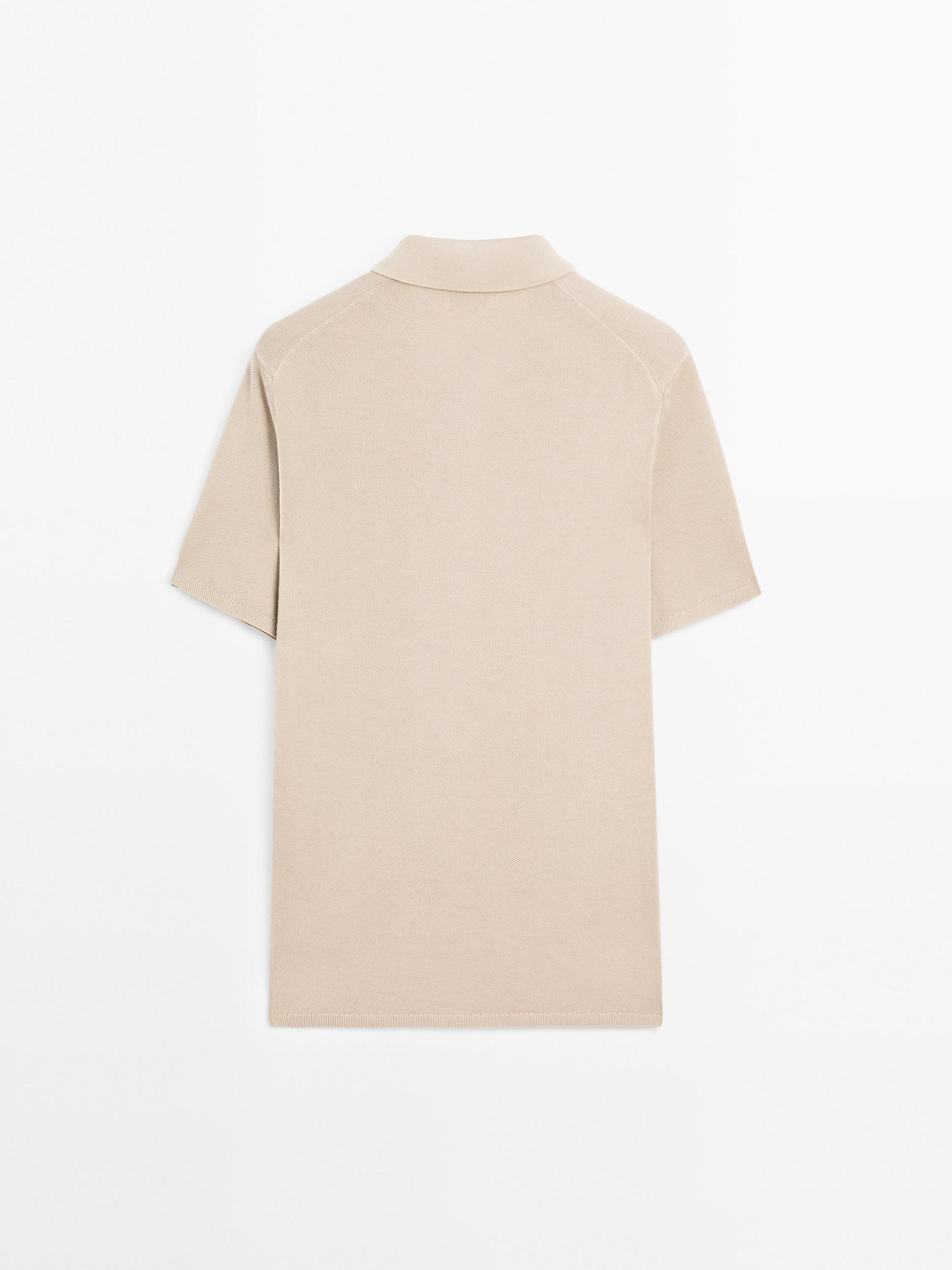 100% cotton textured knit polo shirt Product Image