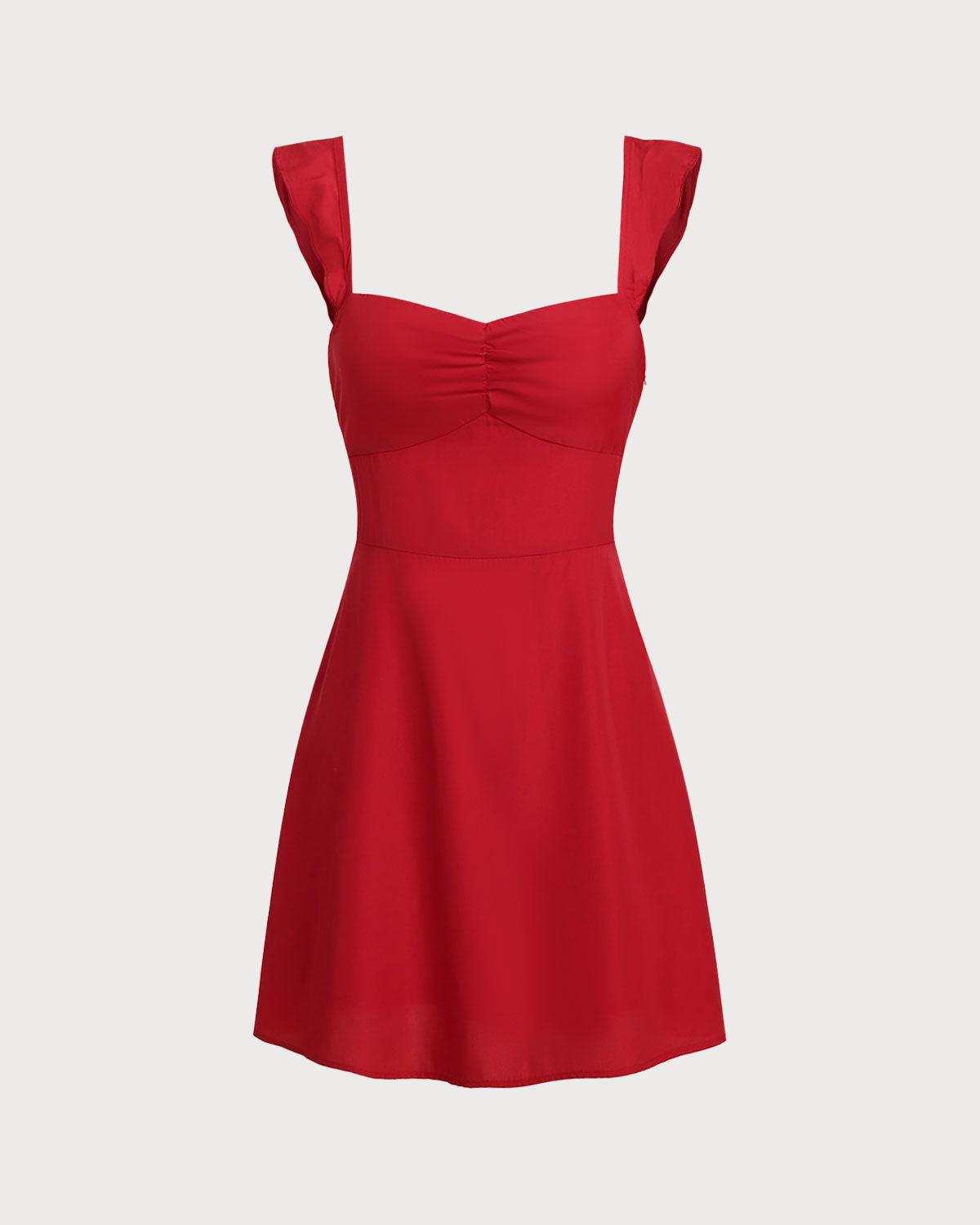 Red Sweetheart Neck Slip Mini Dress Product Image