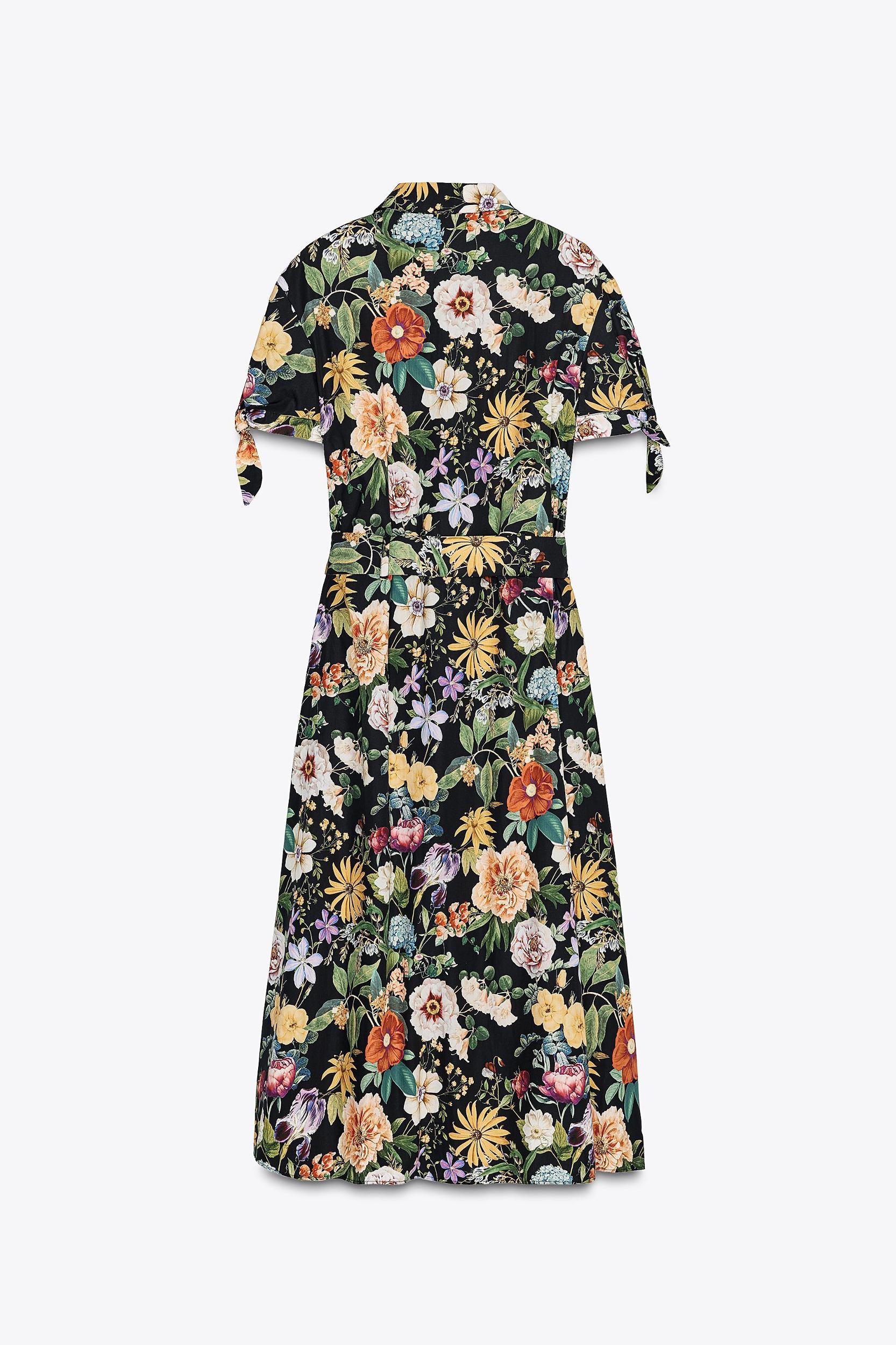 FLORAL PRINT POPLIN MIDI DRESS Product Image
