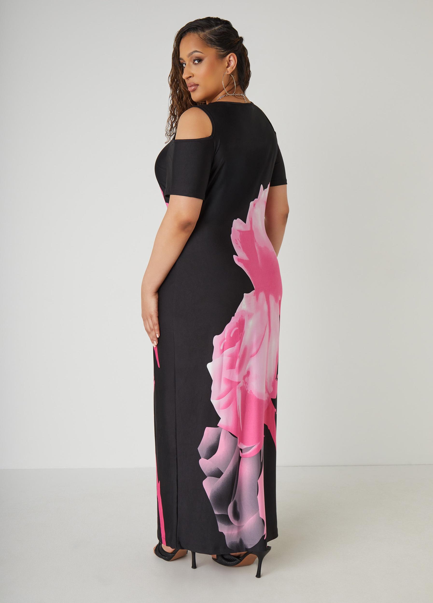 Cold Shoulder Rose Maxi Dress Product Image