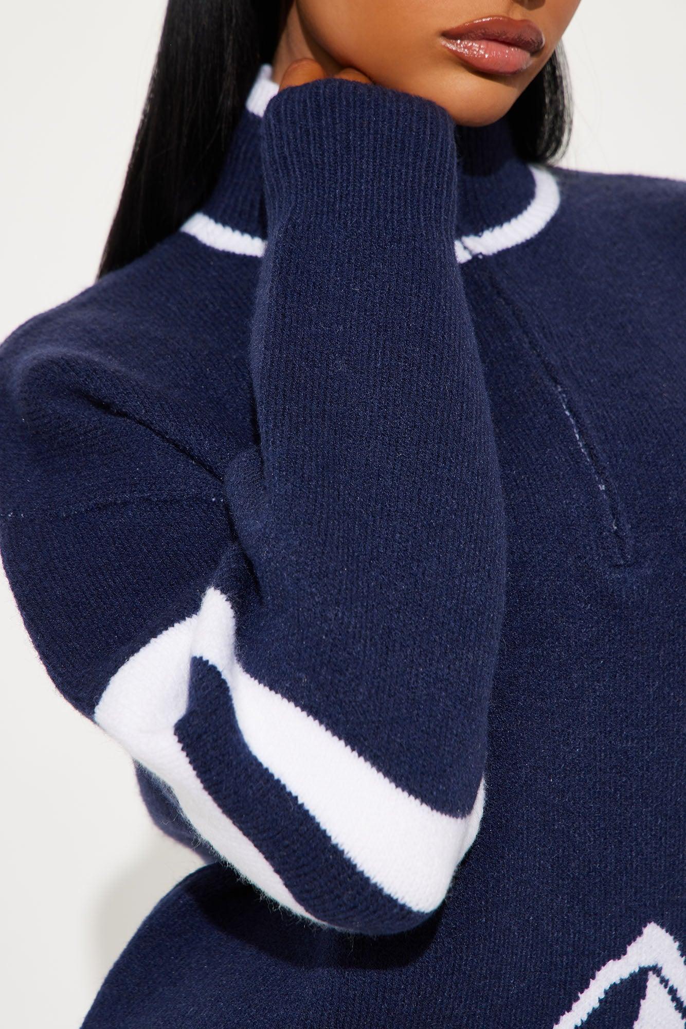 Ski Resort Quarter Zip Sweater - Navy Product Image