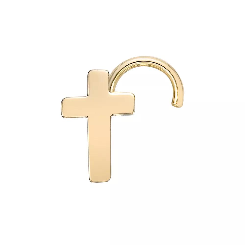 Lila Moon 10k Gold Cross Screw Stud Nose Ring, Women's, Yellow Product Image