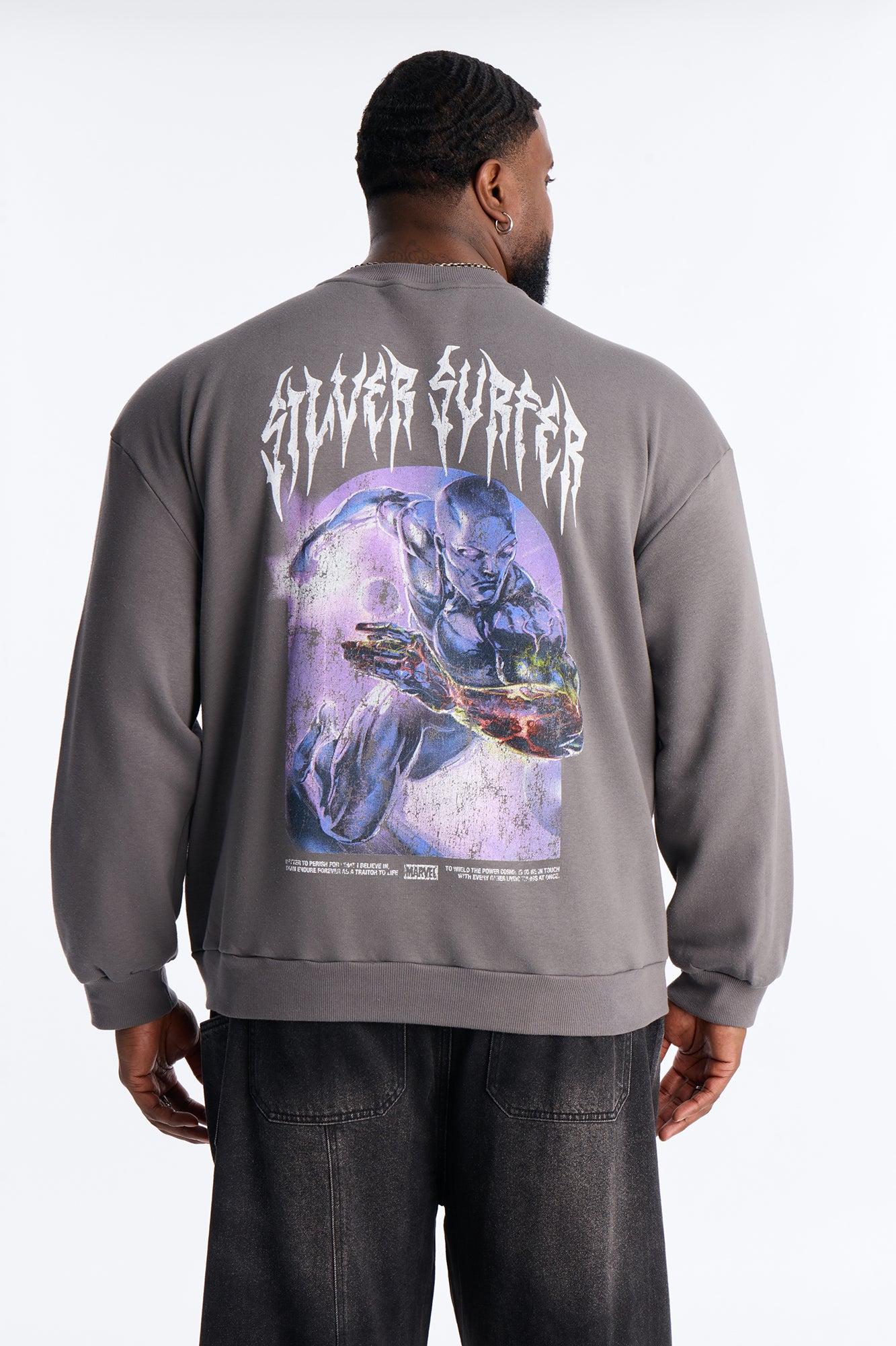 Marvel Silver Surfer Better To Perish Crew Neck Sweatshirt - Charcoal Product Image