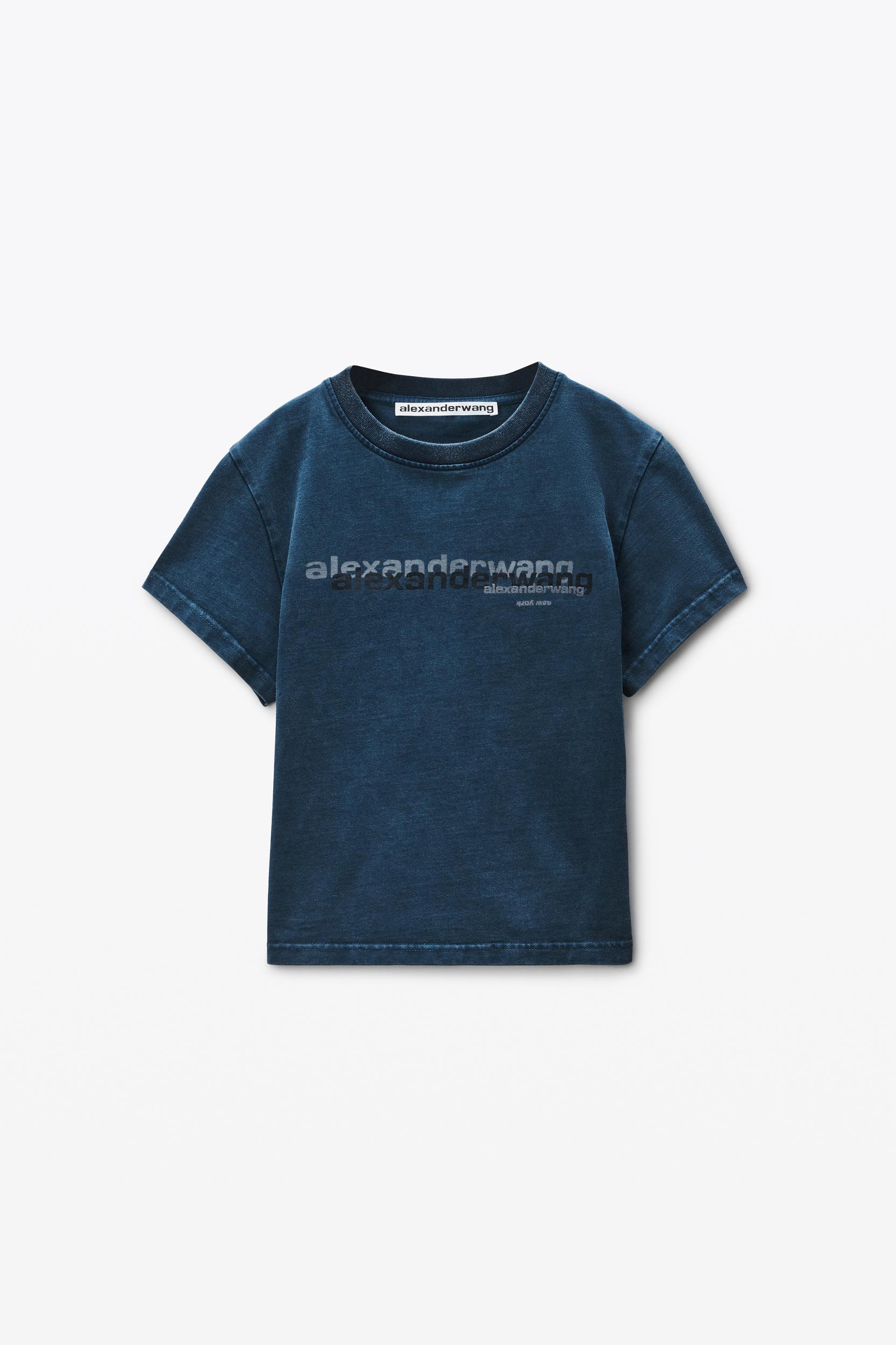 Navy Cotton Shrunken Logo Tee Product Image