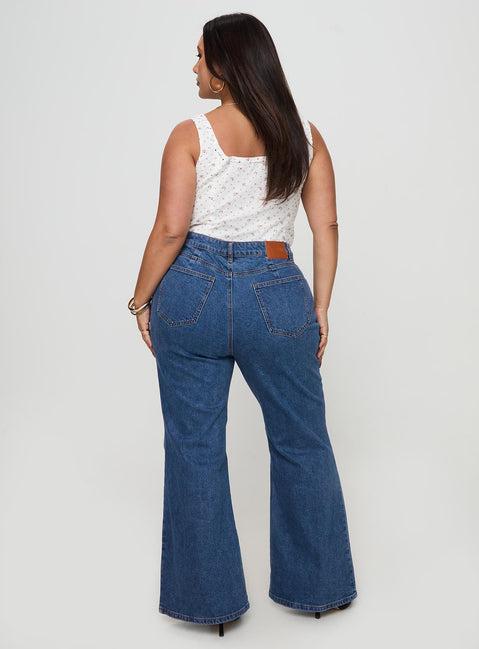 Lucille High Rise Flared Jeans Mid Wash Curve Product Image
