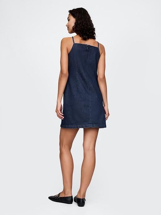 Square-Neck Denim Mini Dress Product Image
