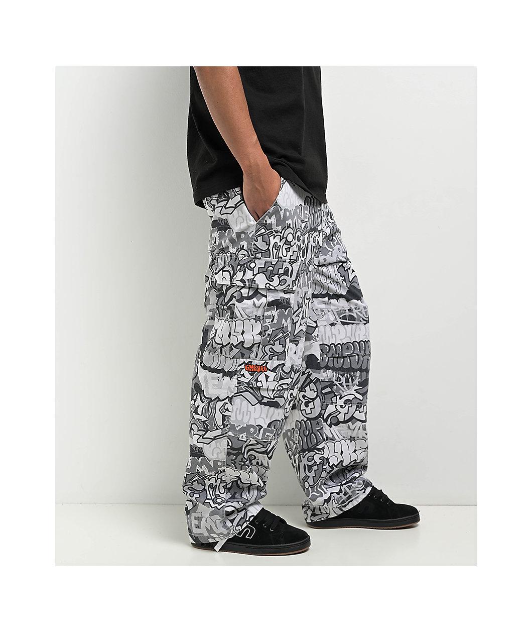 Empyre B&W Graffiti Grey Camo Ultra Loose Cargo Pants Product Image