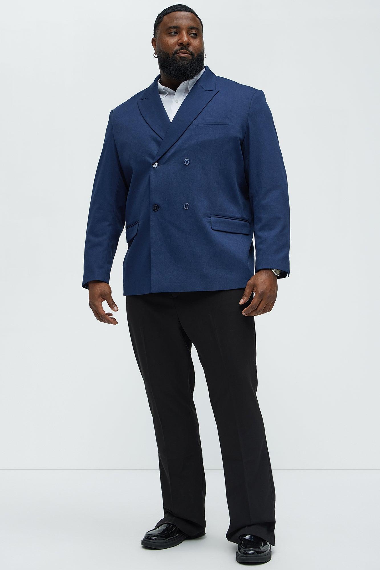 Gabardine Double Breasted Blazer - Navy Product Image