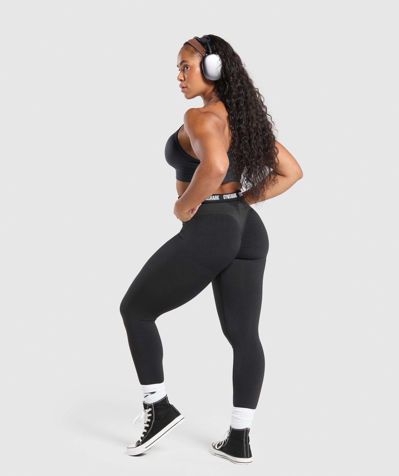 Gymshark Glute Boost Seamless Leggings - Black/Asphalt Grey Female Product Image