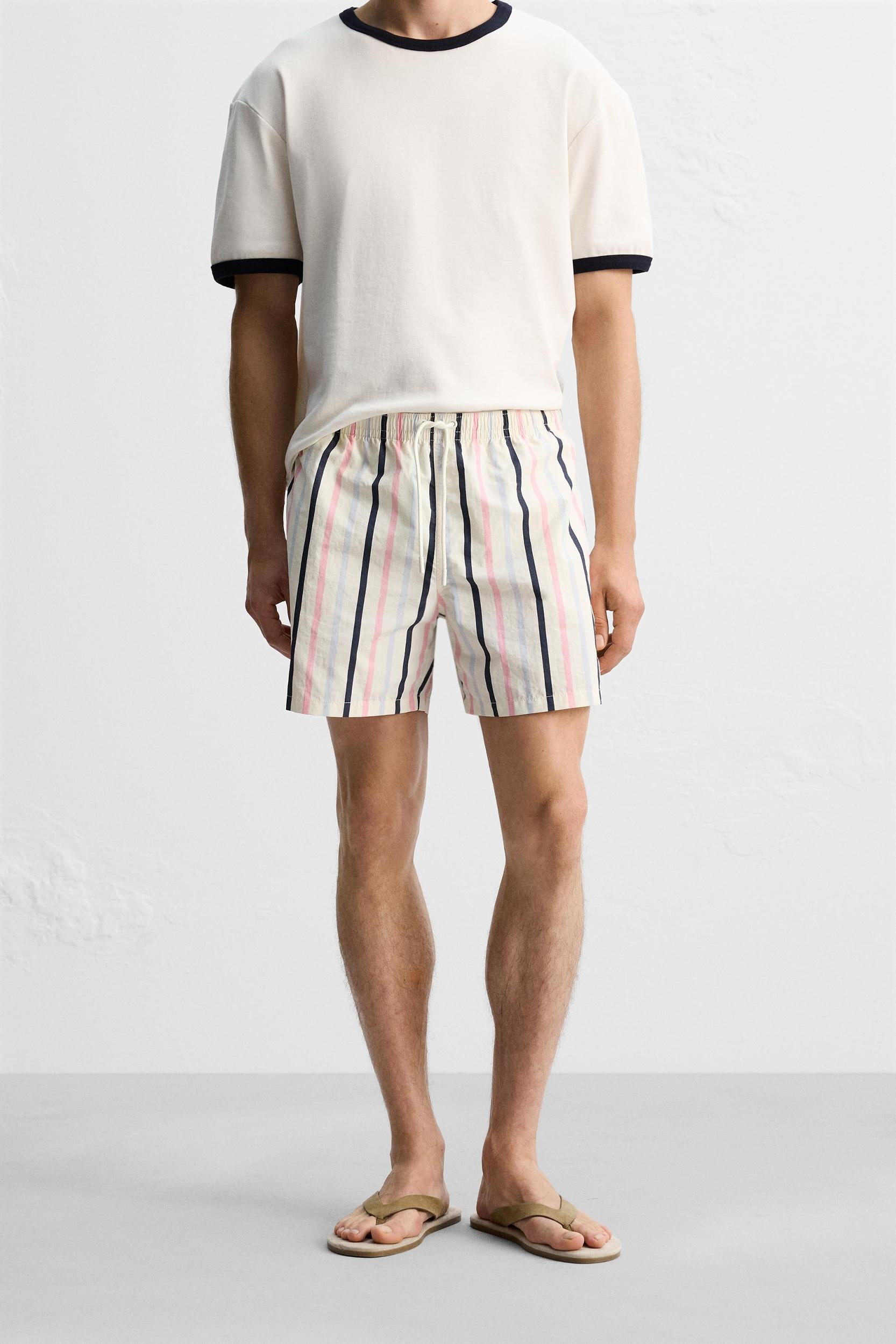 STRIPED PRINT MID-LENGTH SWIMSUIT Product Image