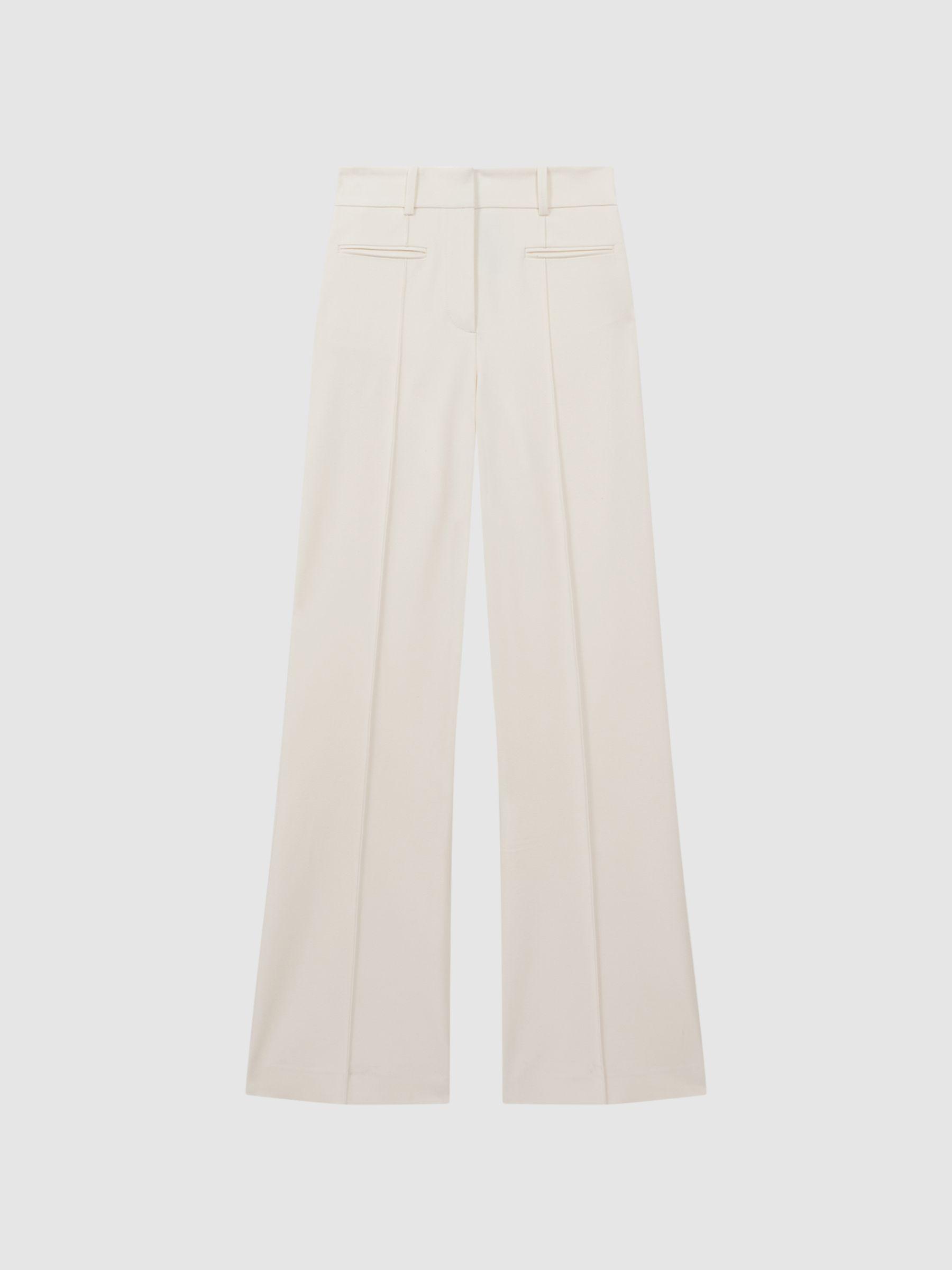 High Rise Flared Trousers in Cream Product Image