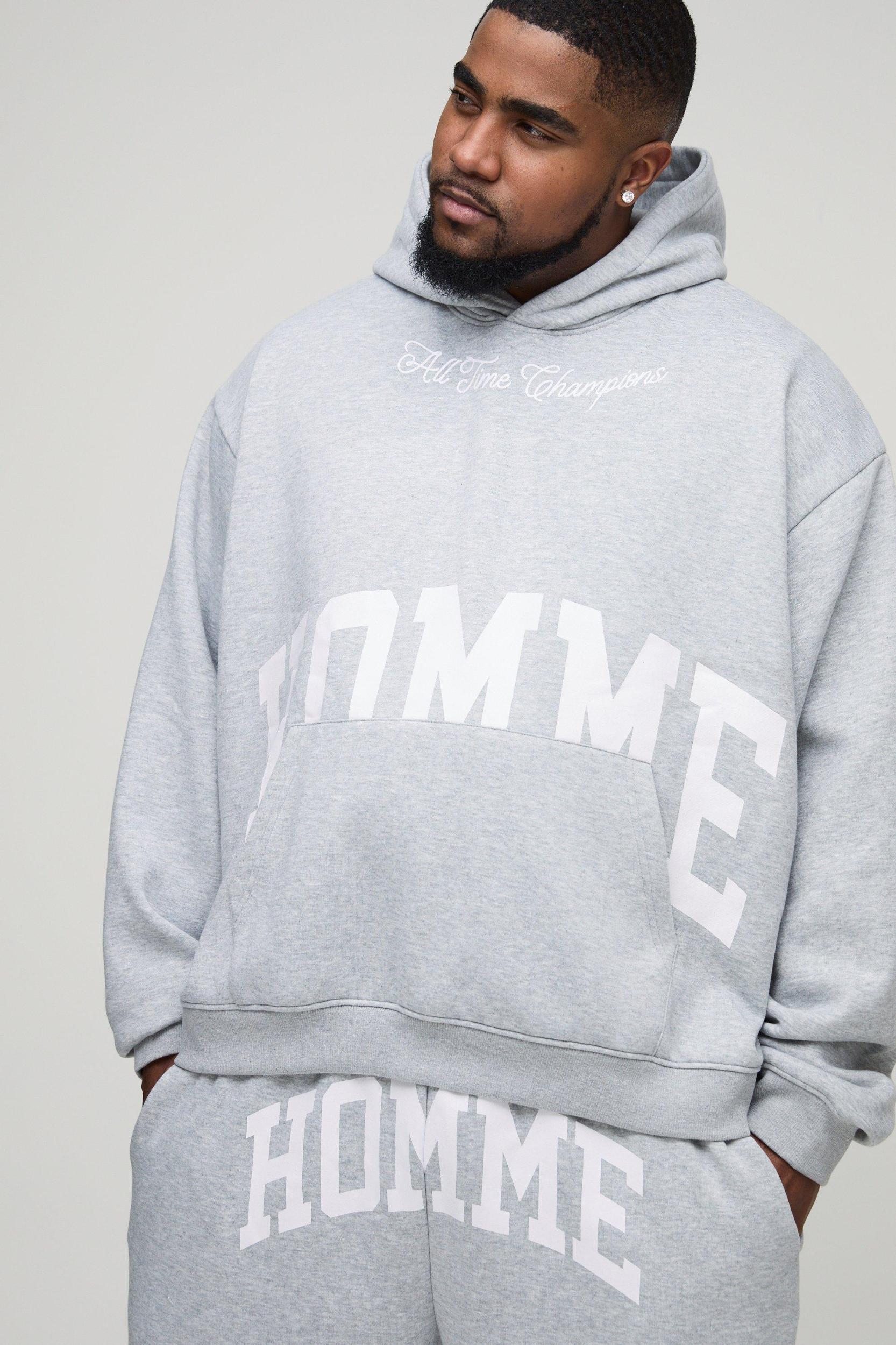 Plus Oversized Boxy Split Hem Homme Tracksuit | boohooMAN USA Product Image