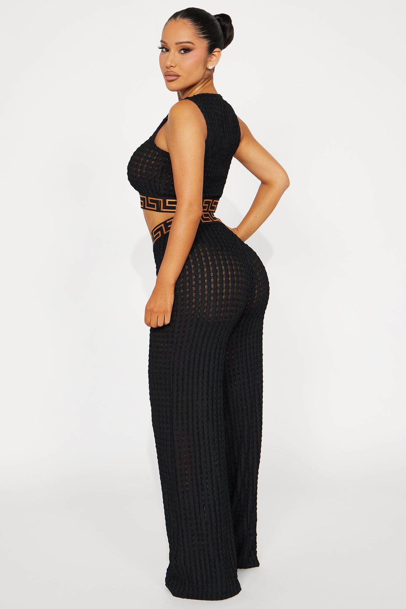 Her World Textured Pant Set - Black Product Image