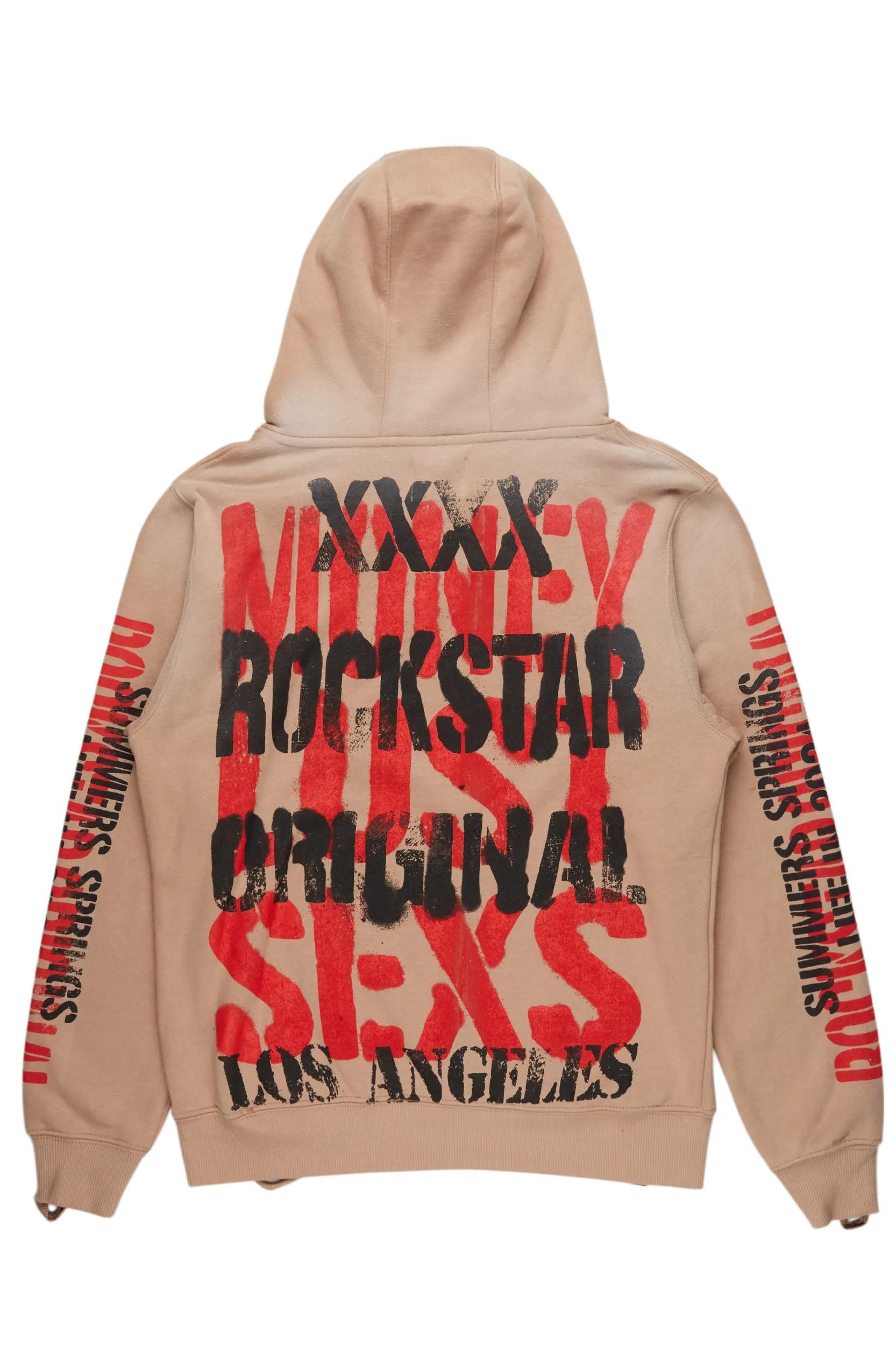 Omer Khaki Distressed Graphic Hoodie Male Product Image