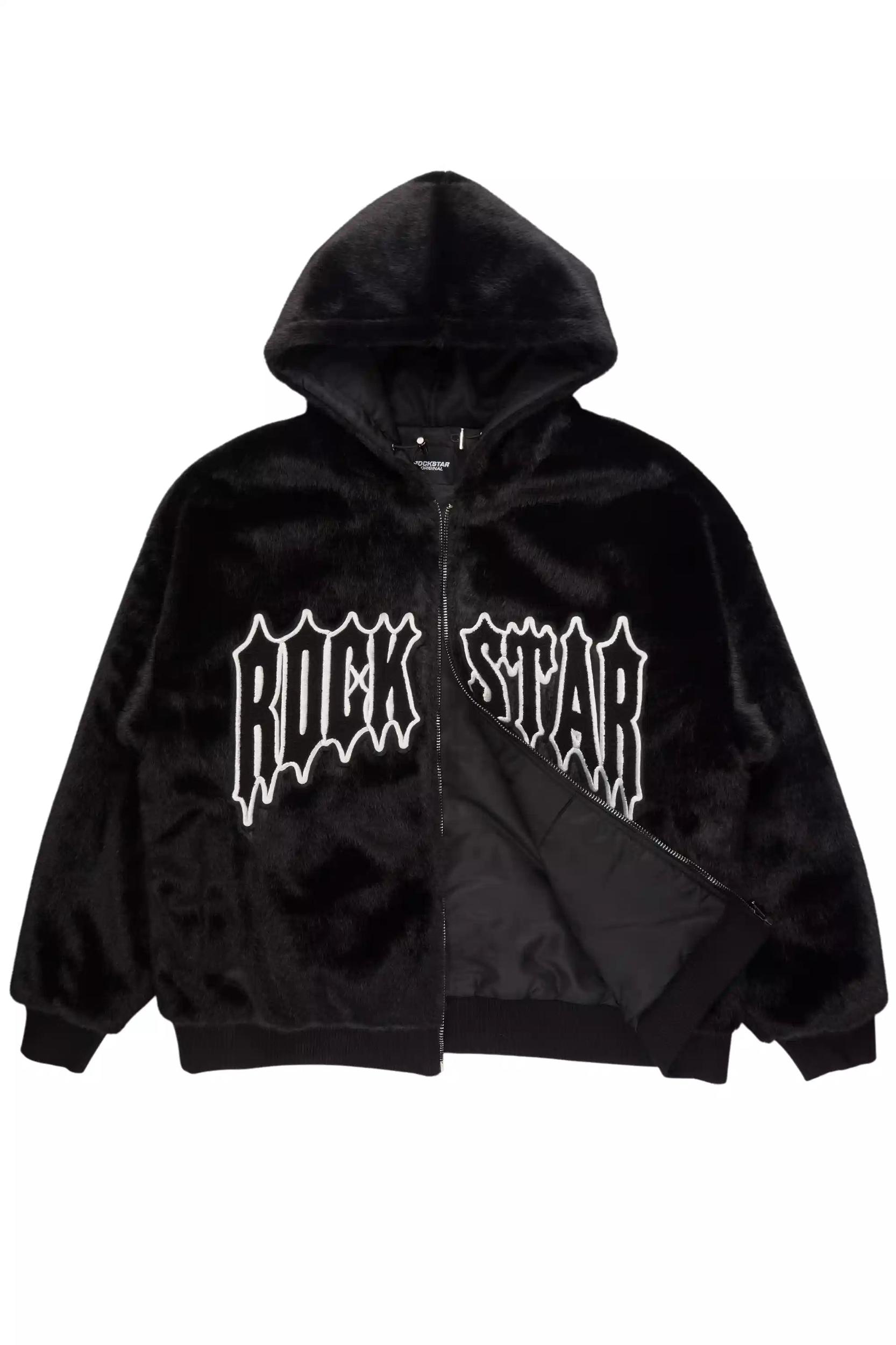 Jaleah Black Oversized Fur Jacket Female Product Image