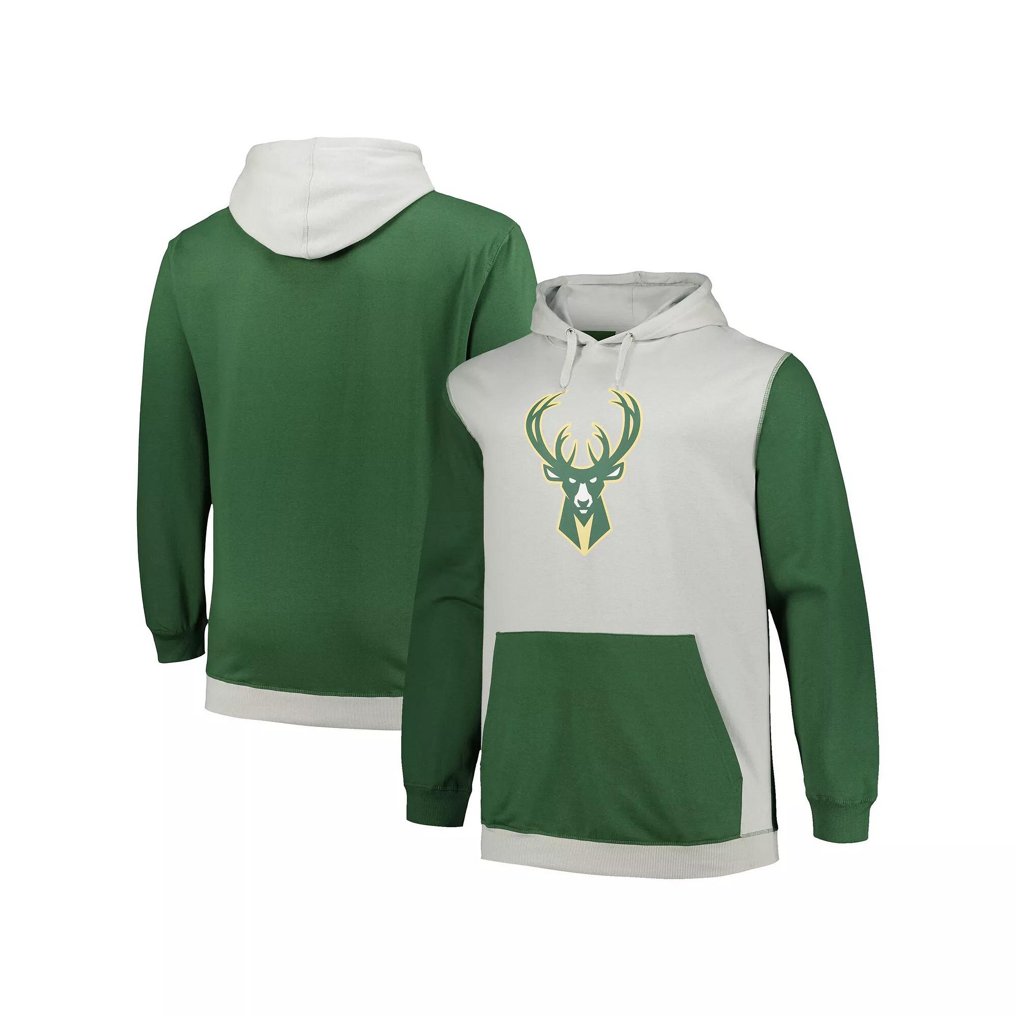 Men's Fanatics Branded Hunter Green/Silver Milwaukee Bucks Big & Tall Primary Arctic Pullover Hoodie, Size: 2XB, Team Product Image