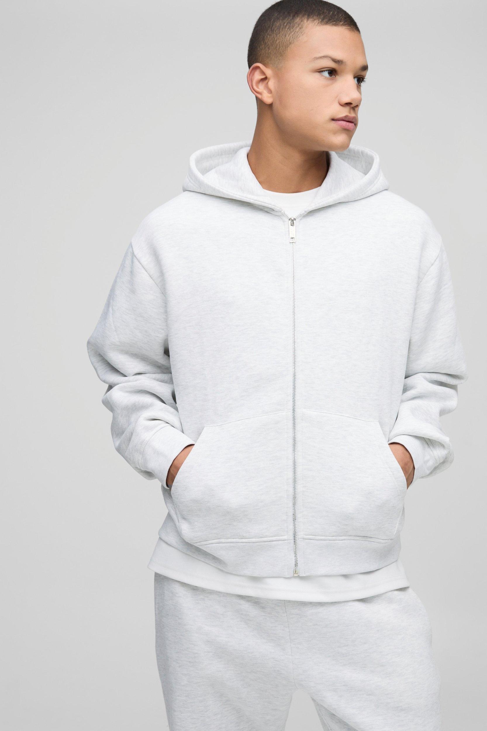 330gsm Oversized Boxy Zip Through Hooded Tracksuit | boohooMAN USA Product Image