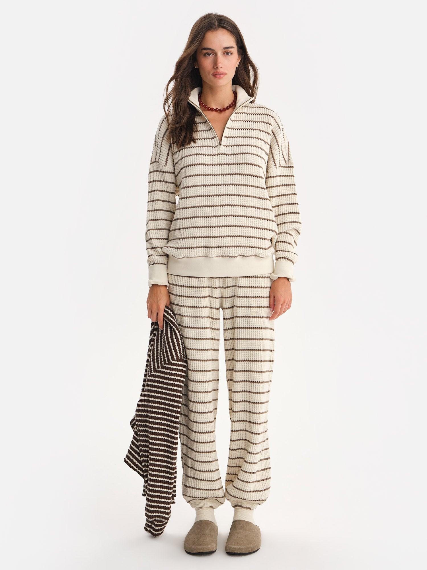 Organic Waffle Collared Half-Zip Sweatshirt Female Product Image