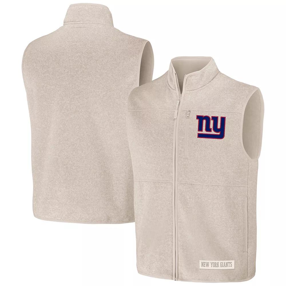 Men's NFL x Darius Rucker Collection by Fanatics Oatmeal New York Giants Full-Zip Sweater Vest,  Product Image