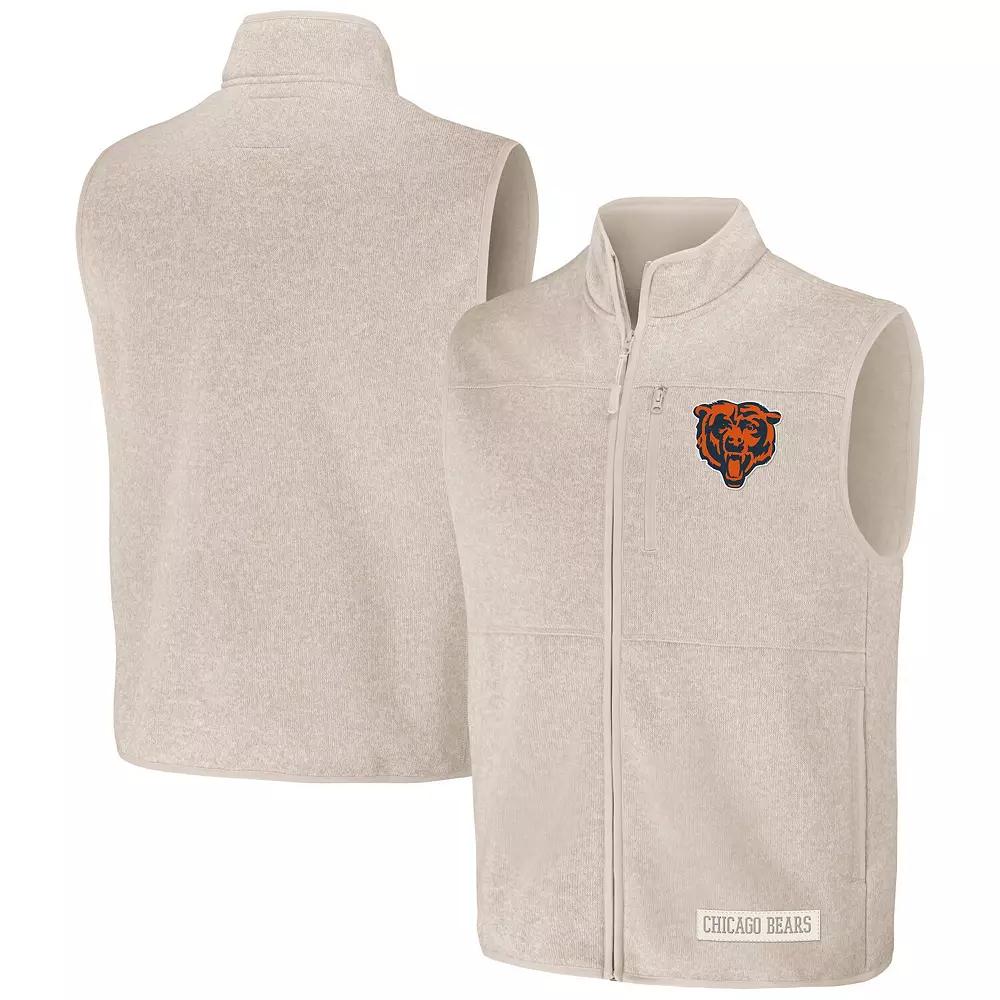 Men's NFL x Darius Rucker Collection by Fanatics  Oatmeal Chicago Bears Full-Zip Sweater Vest, Size: XL, Team Product Image