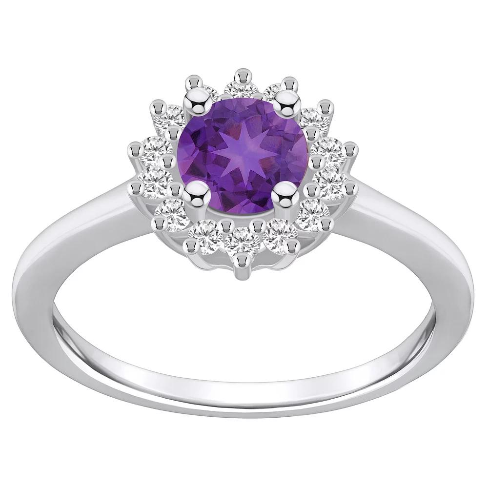 Alyson Layne 14k Gold Amethyst & 1/4 Carat T.W. Diamond Halo Ring, Womens Purple Product Image