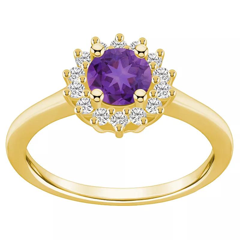 Alyson Layne 14k Gold Amethyst & 1/4 Carat T.W. Diamond Halo Ring, Womens Purple Product Image