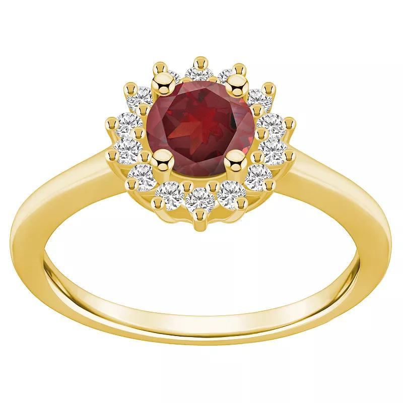 Alyson Layne 14k Gold Garnet & 1/4 Carat T.W. Diamond Halo Ring, Womens Red Product Image