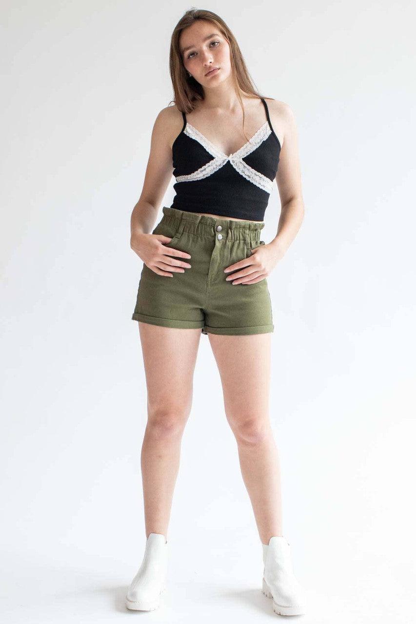 Black Lace Trim Crop Cami Product Image