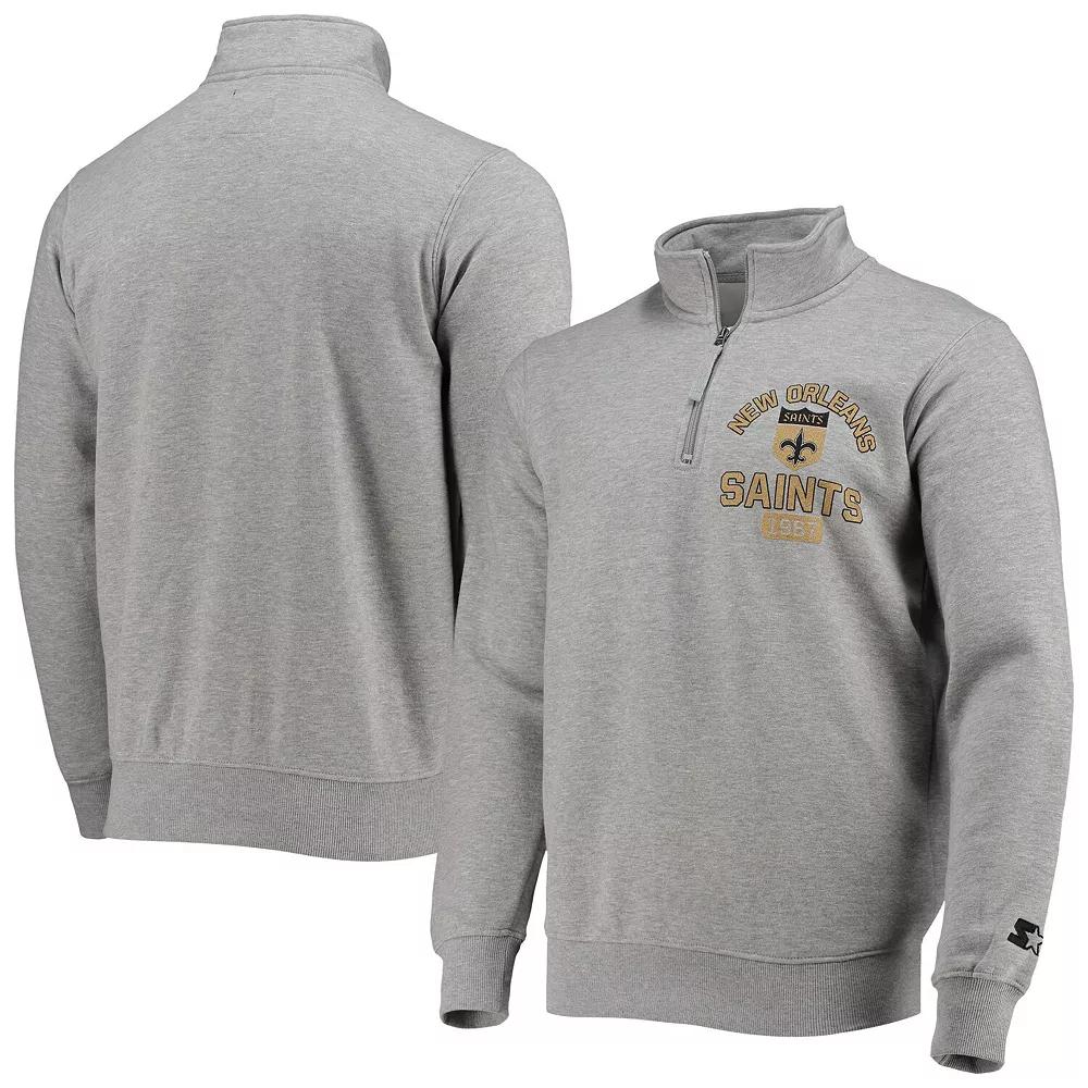 Men's Starter Gray New Orleans Saints Throwback Heisman Quarter-Zip Jacket,  Product Image