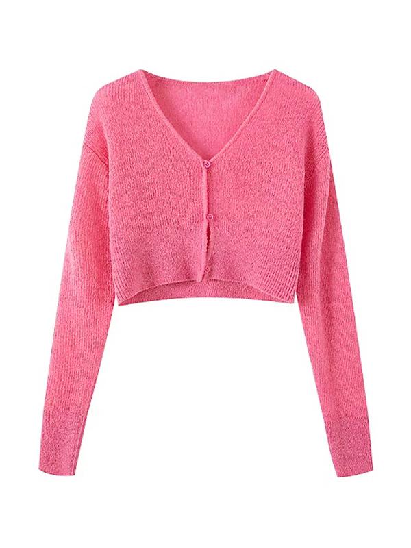 Thin Button Up Cardigan Knit Long Sleeve Tee Product Image