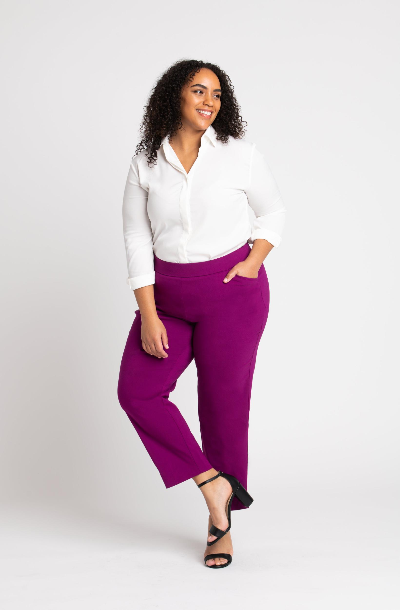 Roz & Ali™ Superstretch Magenta Pull On Ankle Pants - Plus Product Image