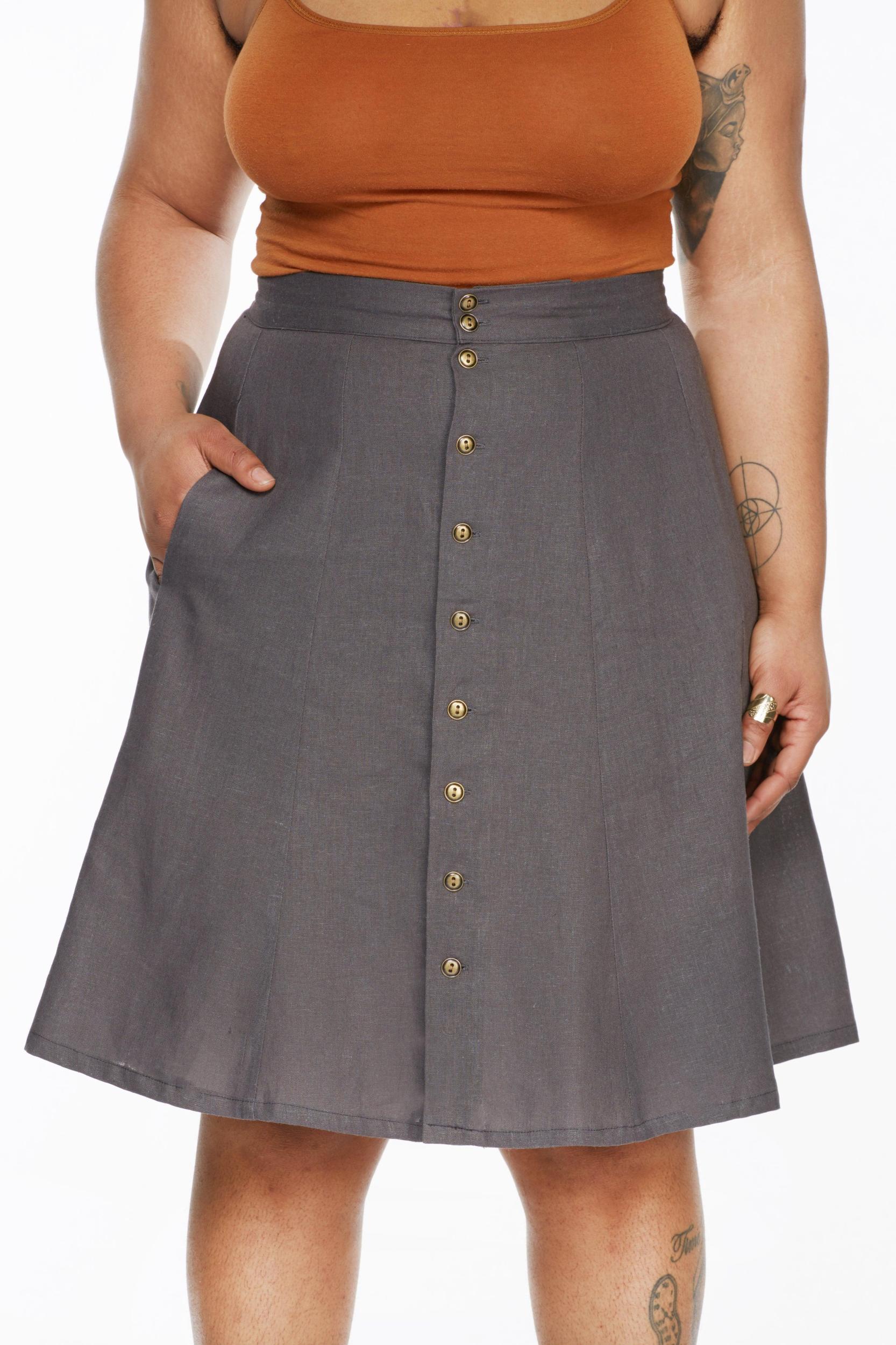 Bae Skirt in Charcoal Linen Product Image