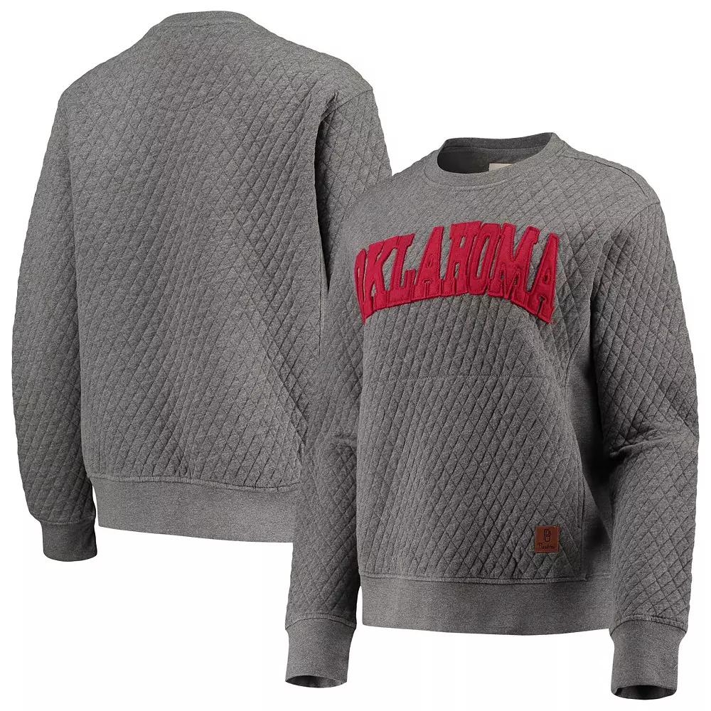 Women's Pressbox Heather Charcoal Oklahoma Sooners Moose Quilted Pullover Sweatshirt,  Product Image