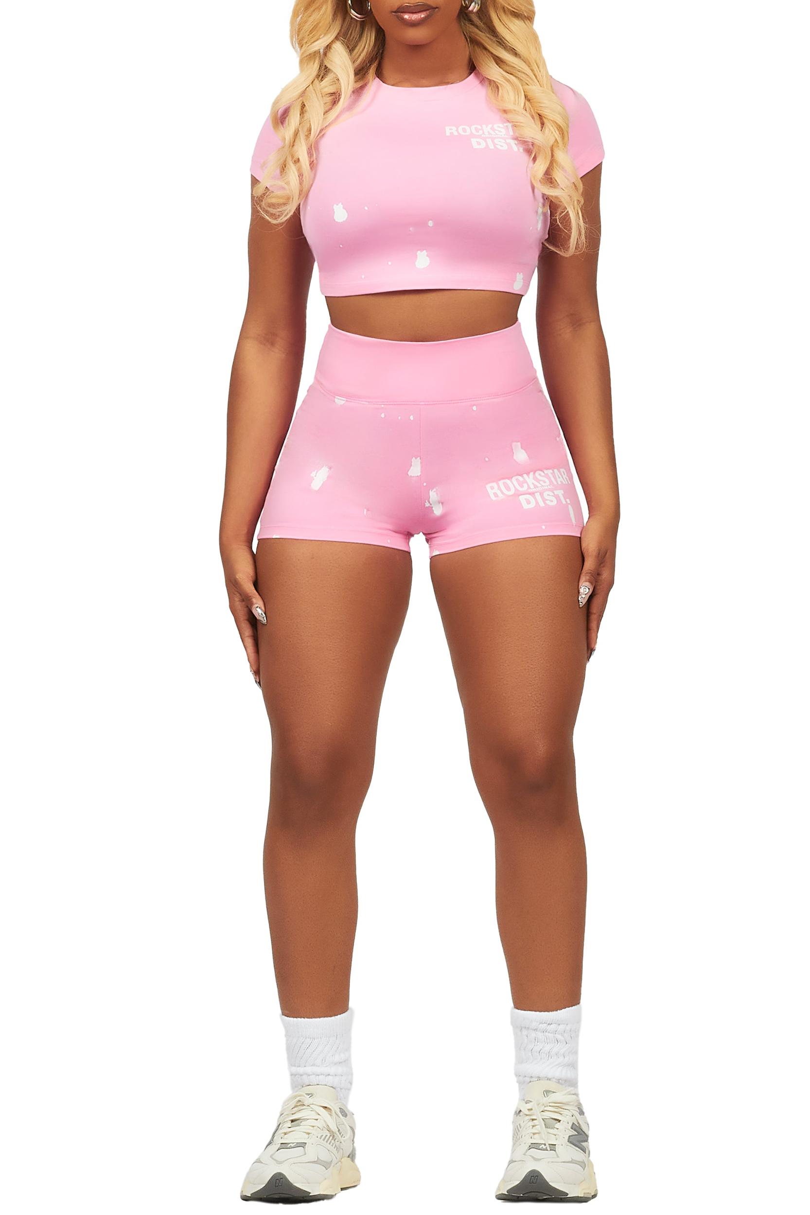 Nadja Pink Crop Bike Short Set Female Product Image