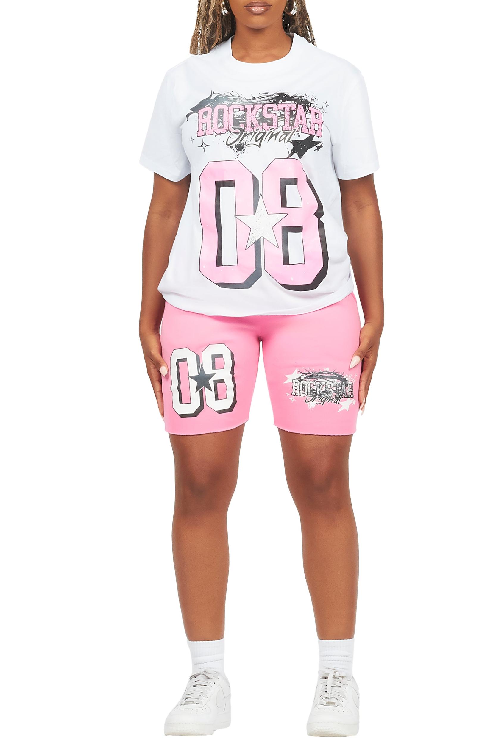 Carolina White/Pink T-Shirt Short Set Female Product Image