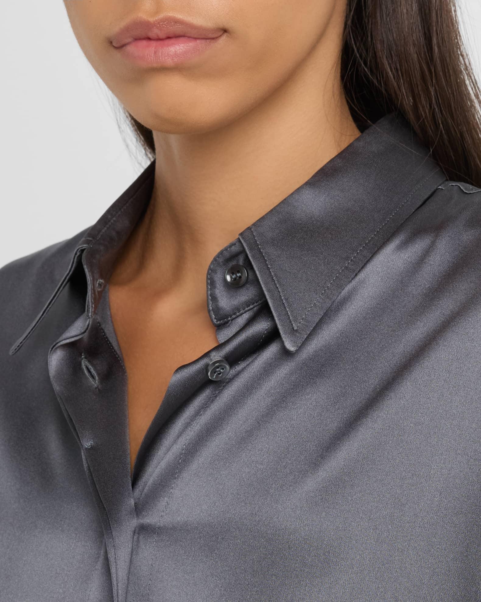 Sequined Cuff Satin Blouse  Product Image