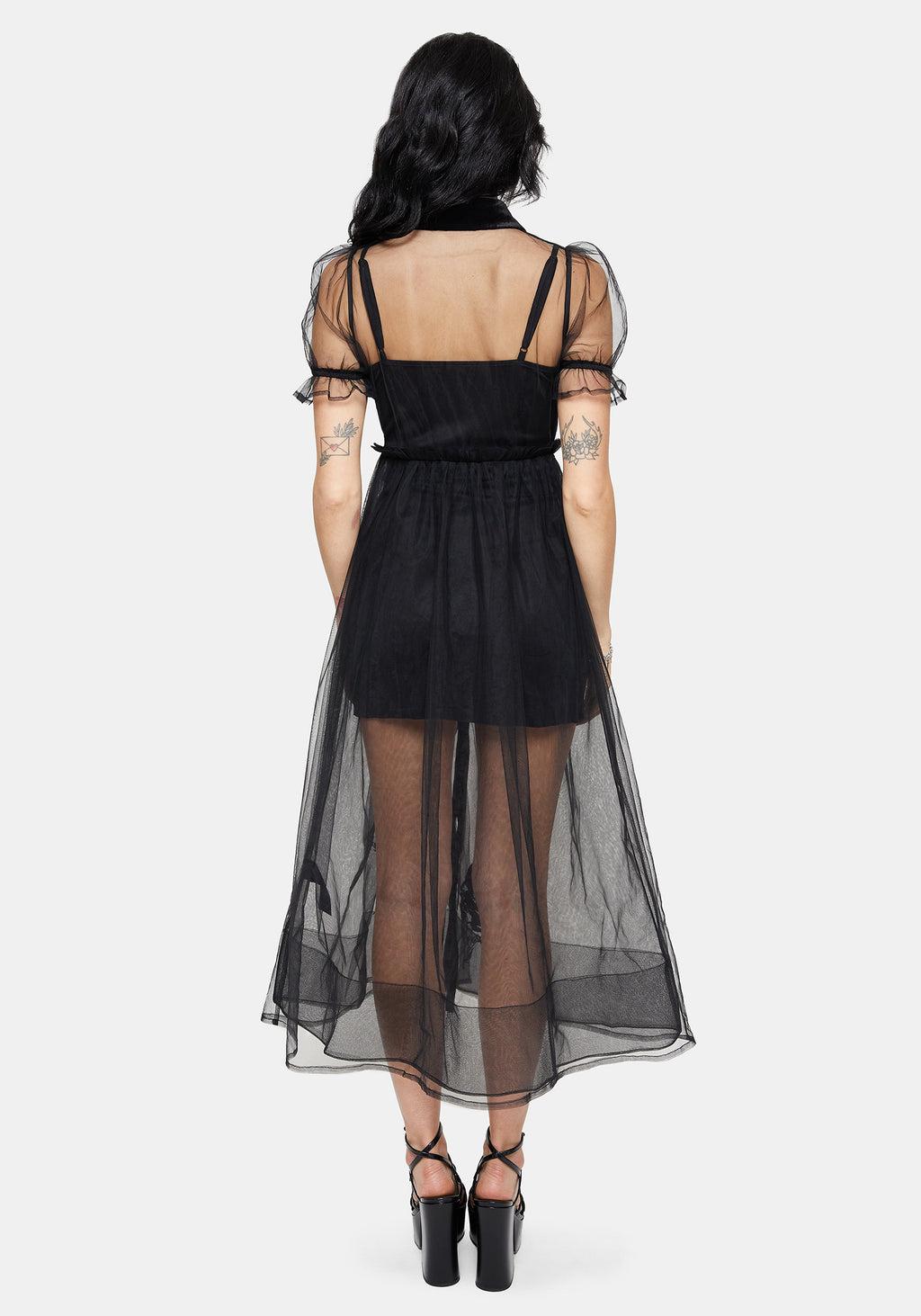 Aria Embroidered Tulle Button Up Midaxi Shirt Dress Product Image