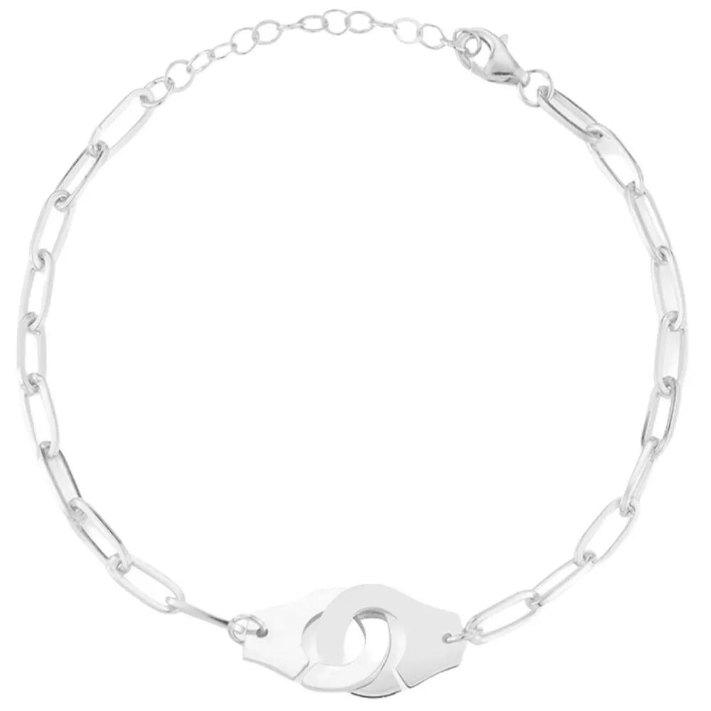 Sunkissed Sterling Sterling Silver Linked Handcuffs Bracelet, Women's, Size: 7", Silver Tone Product Image