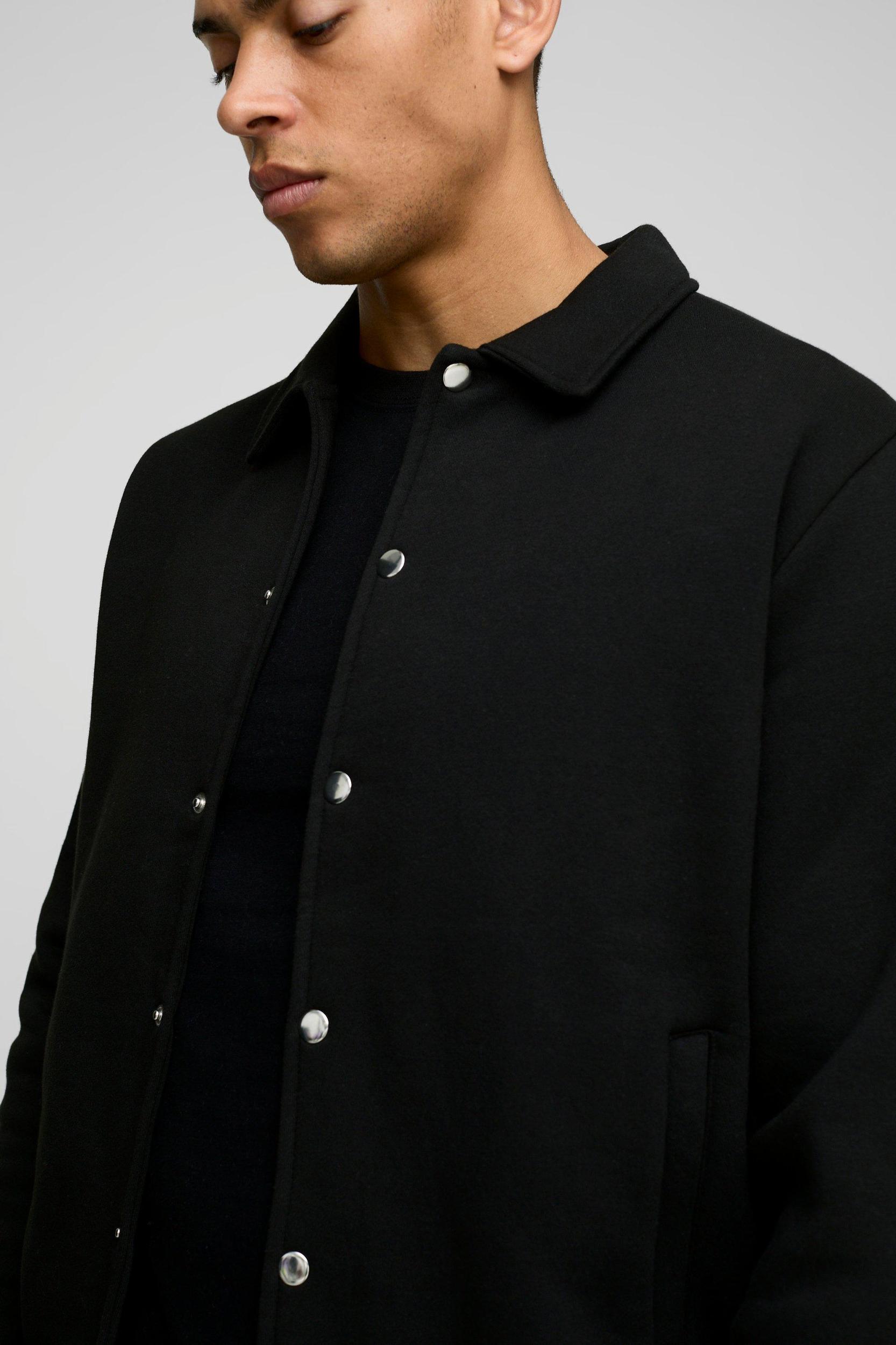 Regular Fit Popper Collar Harrington Jacket | boohooMAN USA Product Image