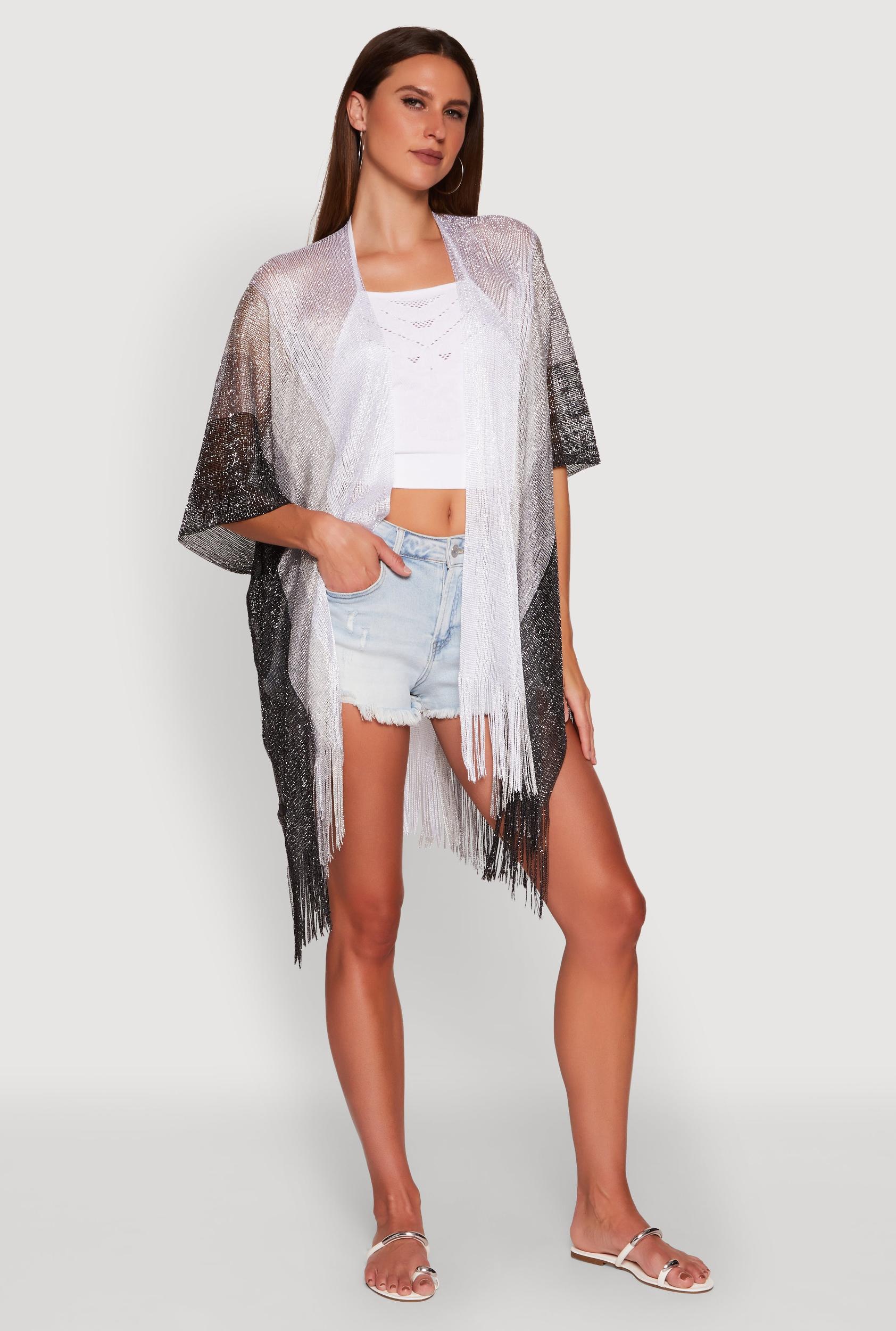 Trendy Fringe Hem Ombre Lurex Cover Up Female Product Image